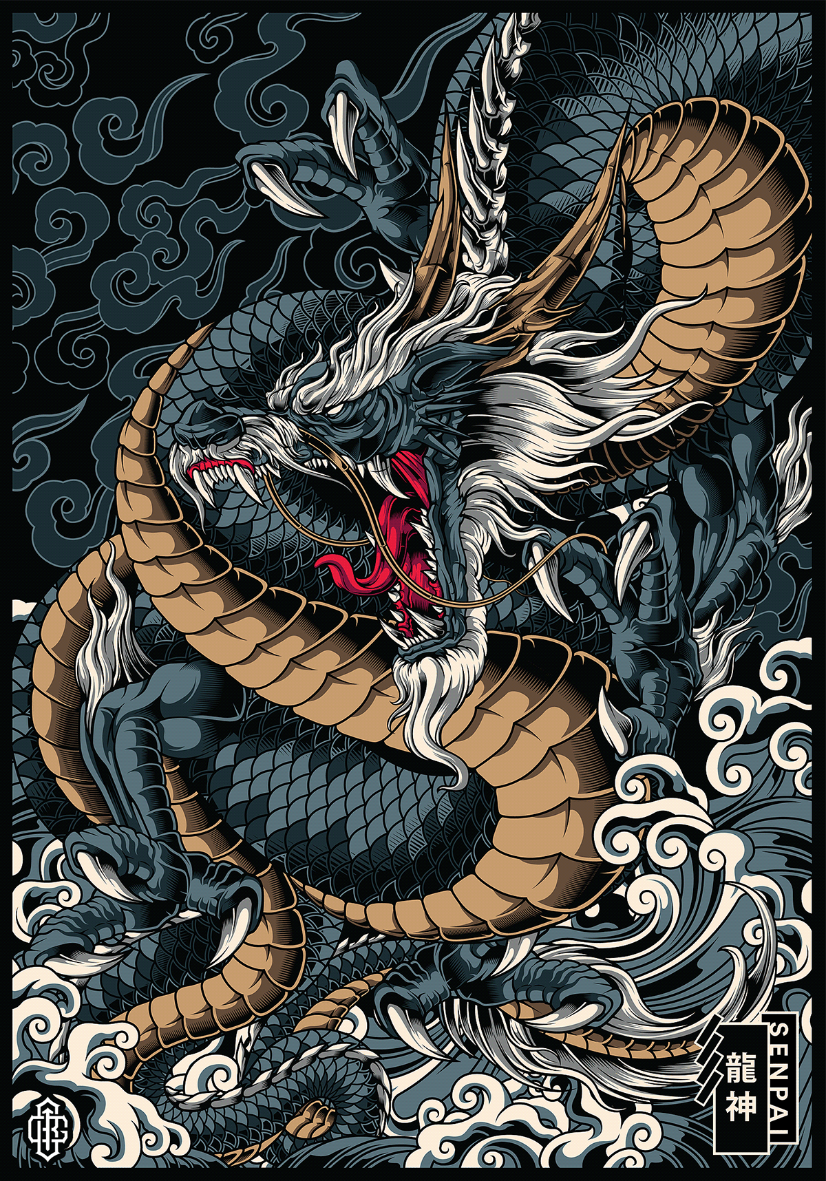 1200x1720 DRAGON RYUJIN. God of the Sea. Commission Project. Dragon tattoo art, Dragon illustration, Dragon artwork, Phone