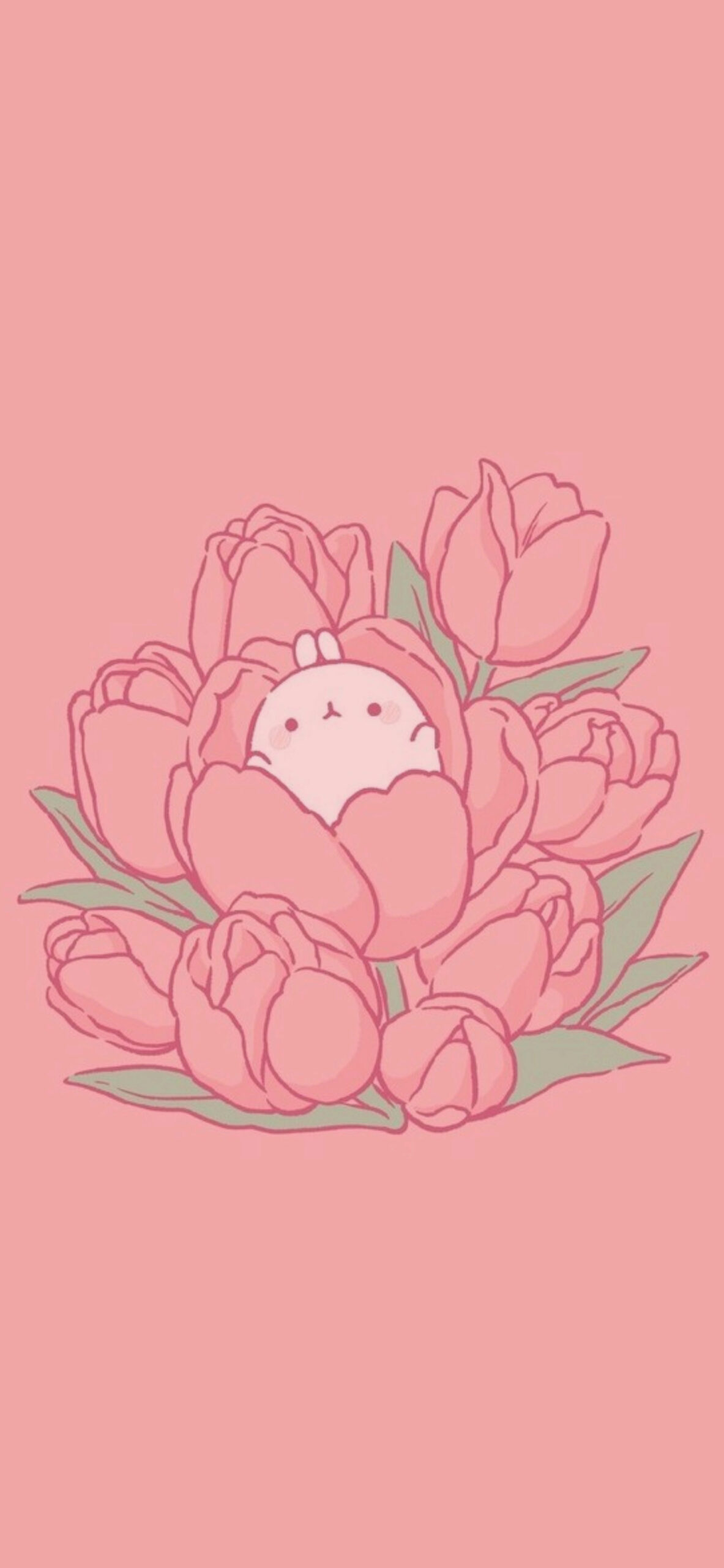 1190x2560 Molang with Tulip Pink Wallpaper Wallpaper for iPhone, Phone