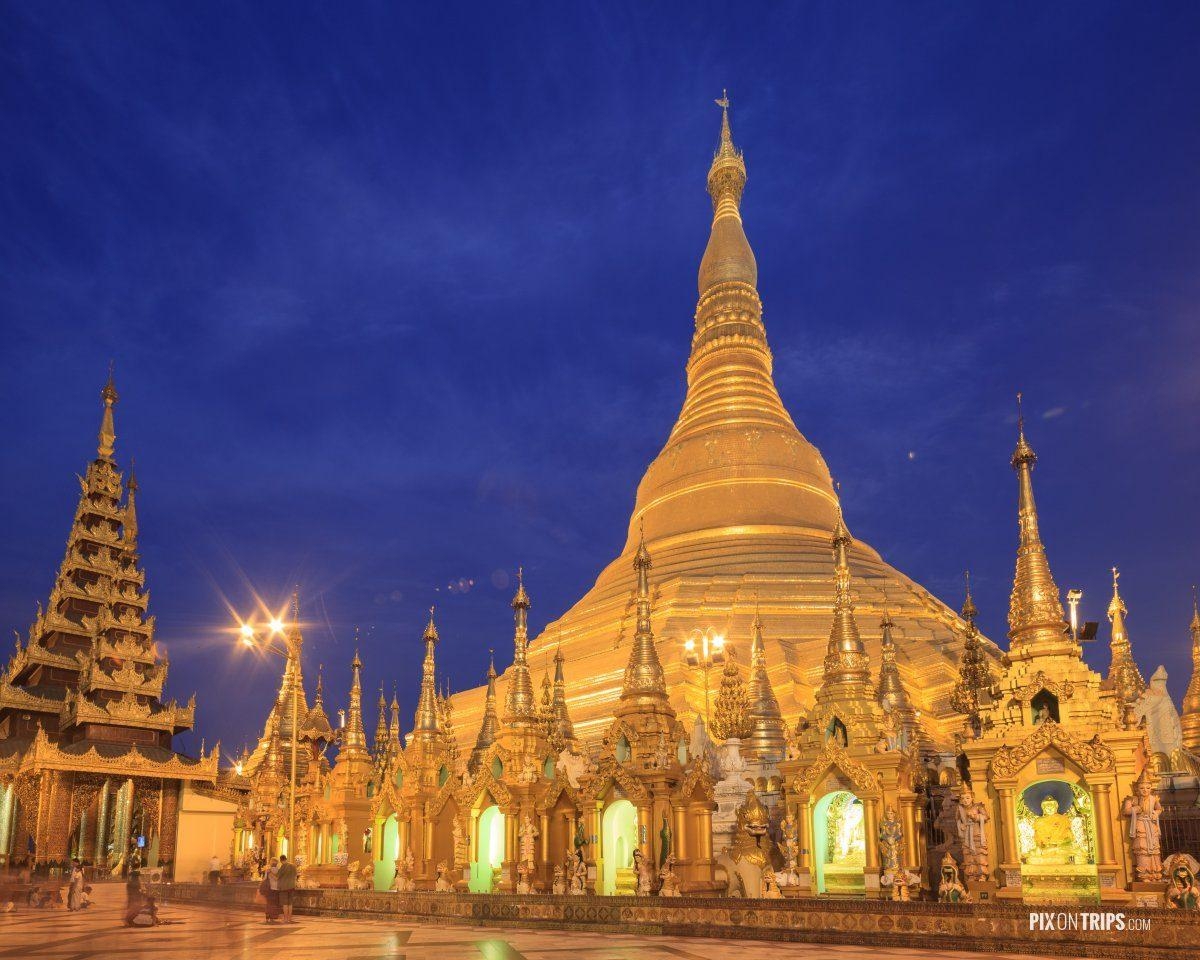 1200x960 Pix on Trips. Shwedagon Pagoda at night, Yangon, Myanmar, Desktop