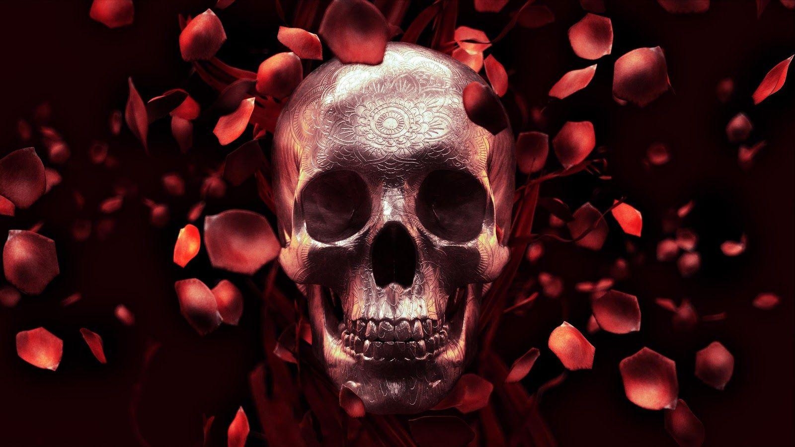 1600x900 skull and roses. Skull, Skull, Desktop