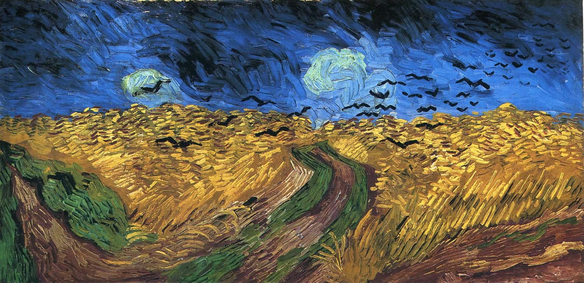 1920x940 Wheatfield With Crows Van Gogh Paintings Wallpaper Image, Dual Screen