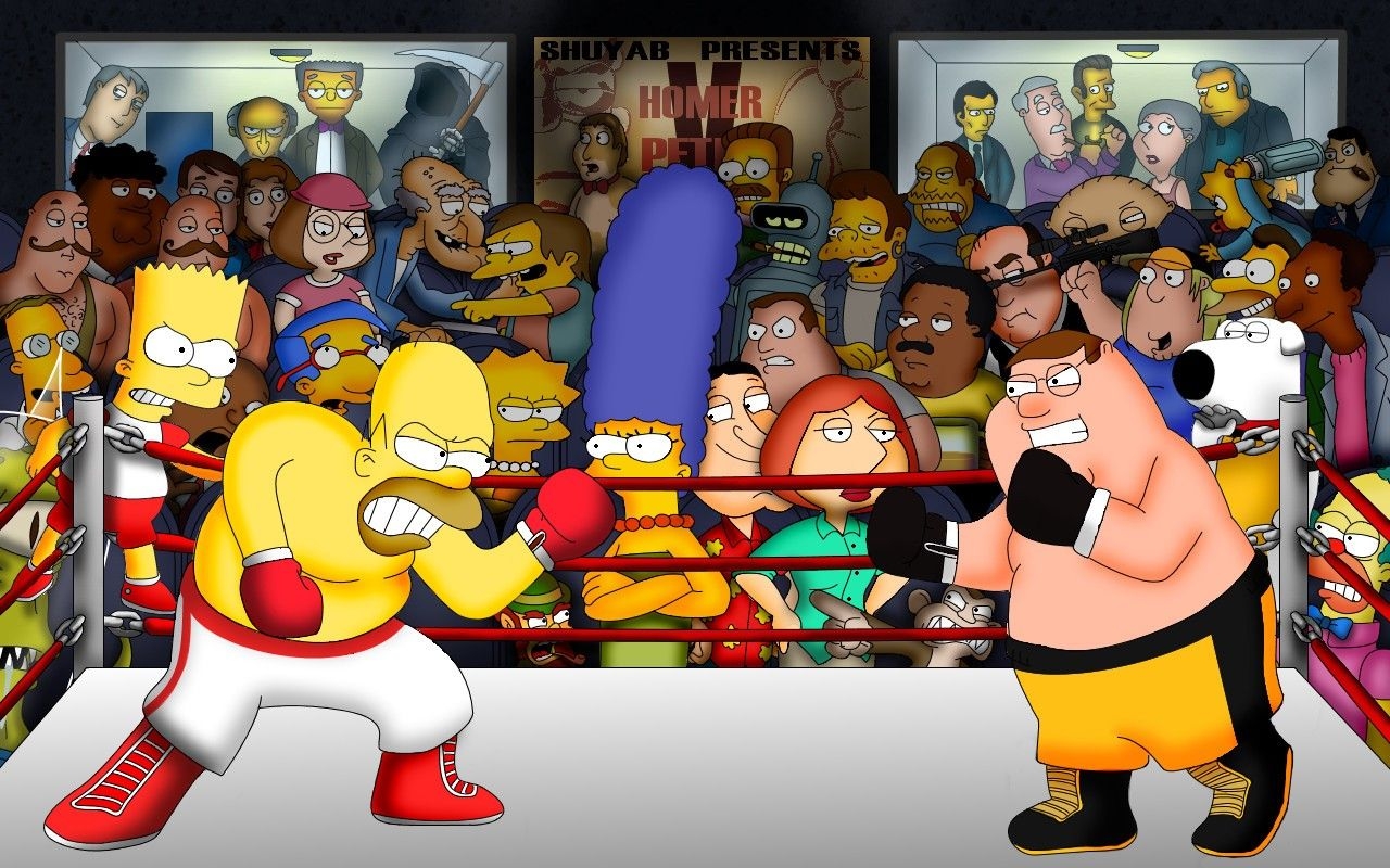 1280x800 Family Guy, Homer Simpson, versus, The Simpsons, Peter Griffin wallpaper, Desktop