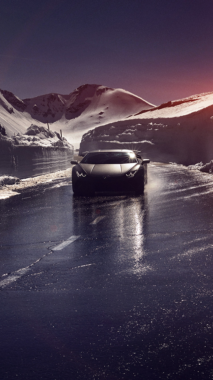 750x1340 iPhone 6 wallpaper. car lamborghini car dark road drive art winter flare, Phone