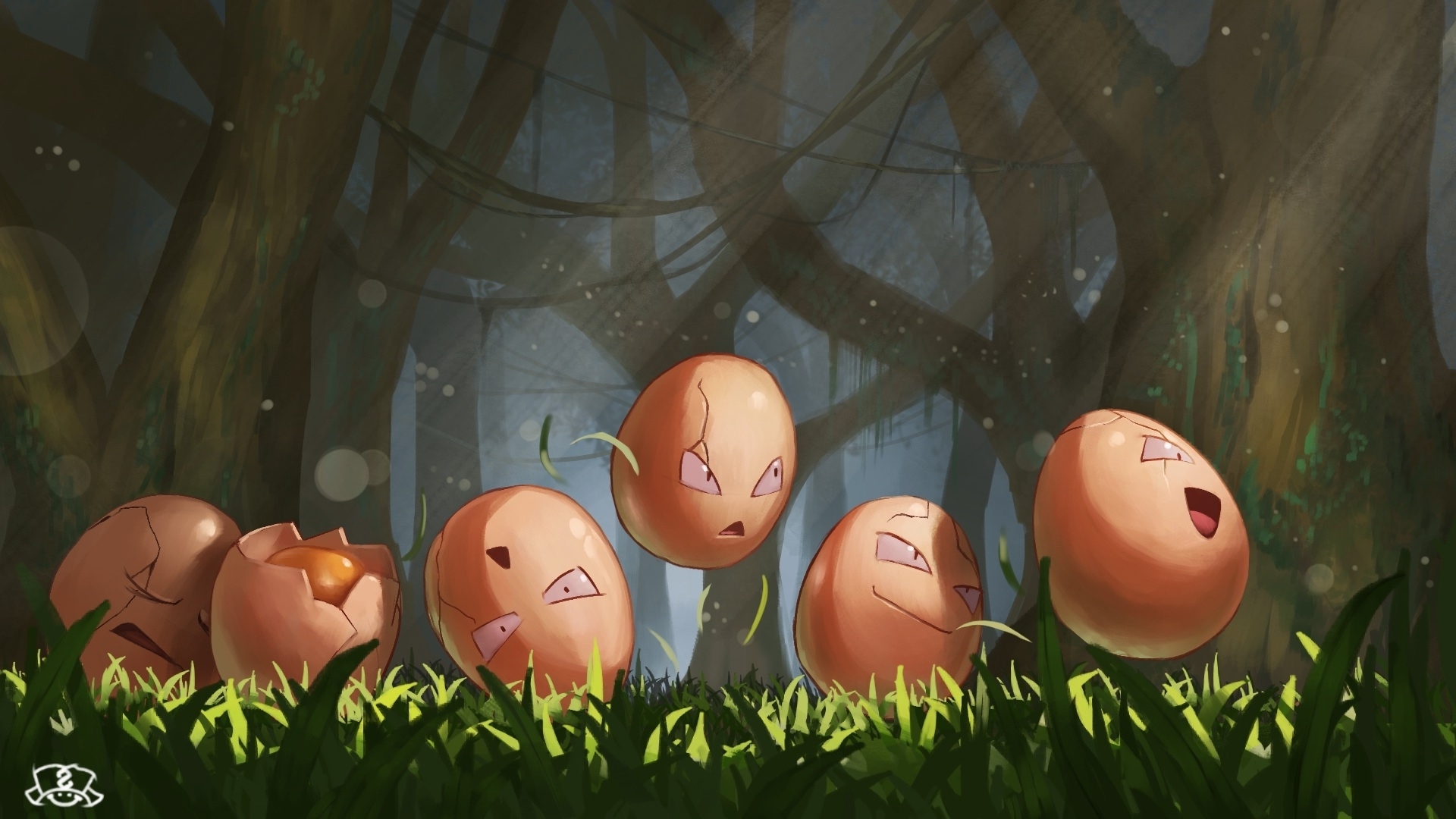 1920x1080 Wallpaper Cracks, Exeggcute, Walking, Pokemon, Forest:, Desktop