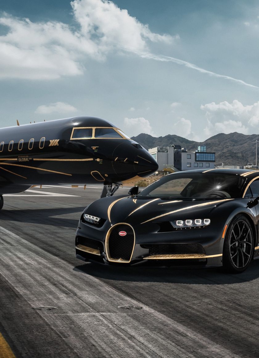 840x1160 Download Bugatti Chiron and private jet, aircraft wallpaper, 840x iPhone iPhone 4S, iPod touch, Phone