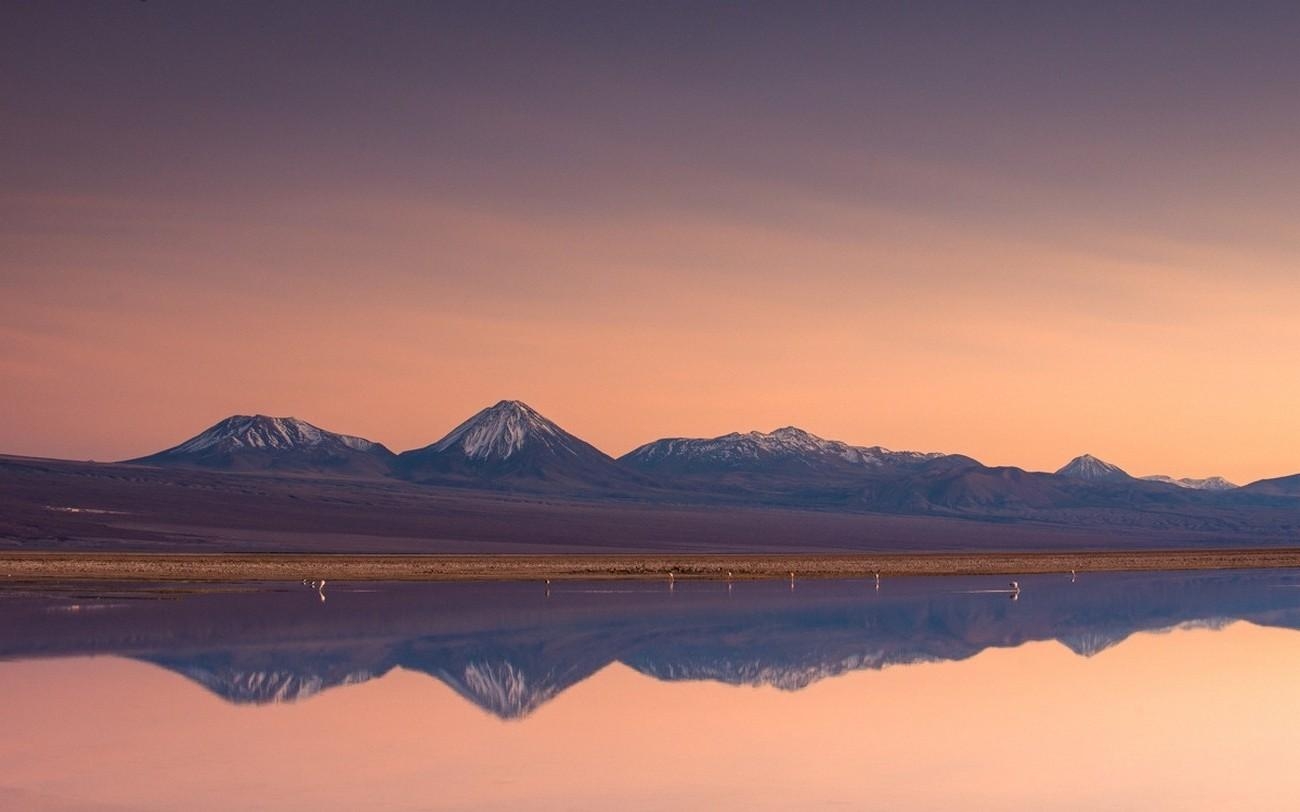 1300x820 nature, Landscape, Atacama Desert, Mountain, Lake, Sunset, Snowy, Desktop