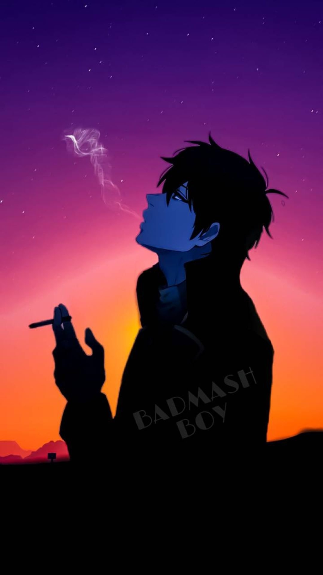 1080x1920 Sad anime boy smoking Wallpaper Download, Phone