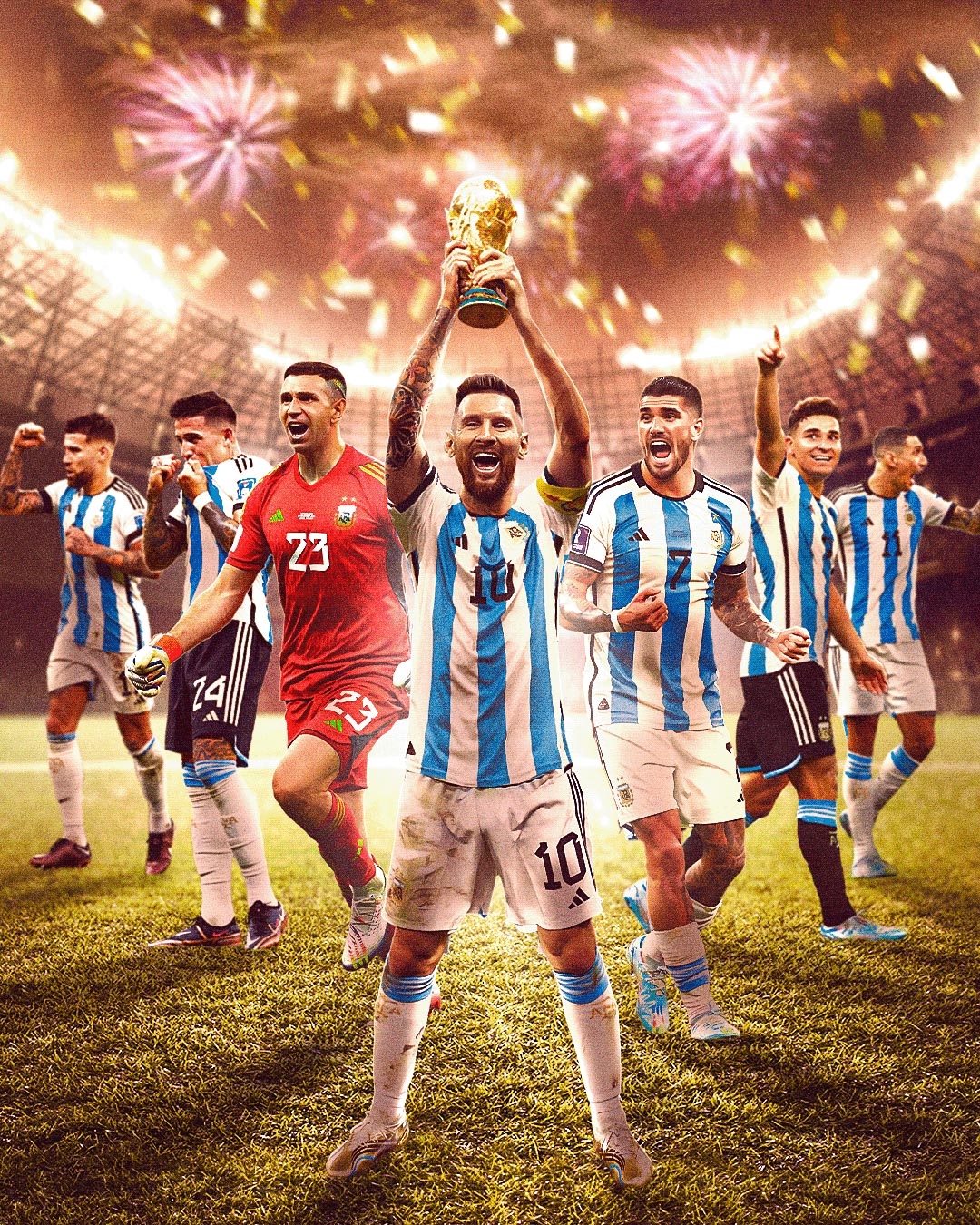 1080x1350 Messi World Cup Celebration 4k Wallpaper, Phone