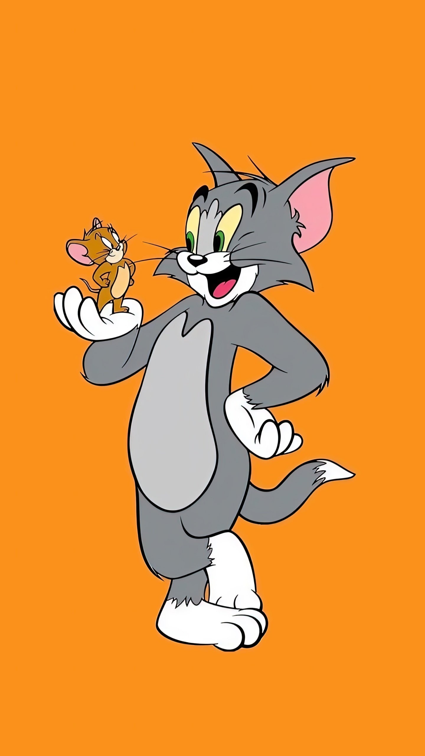 1440x2560 Tom & Jerry Wallpaper 4K, Cartoon, 5K, White background, Phone