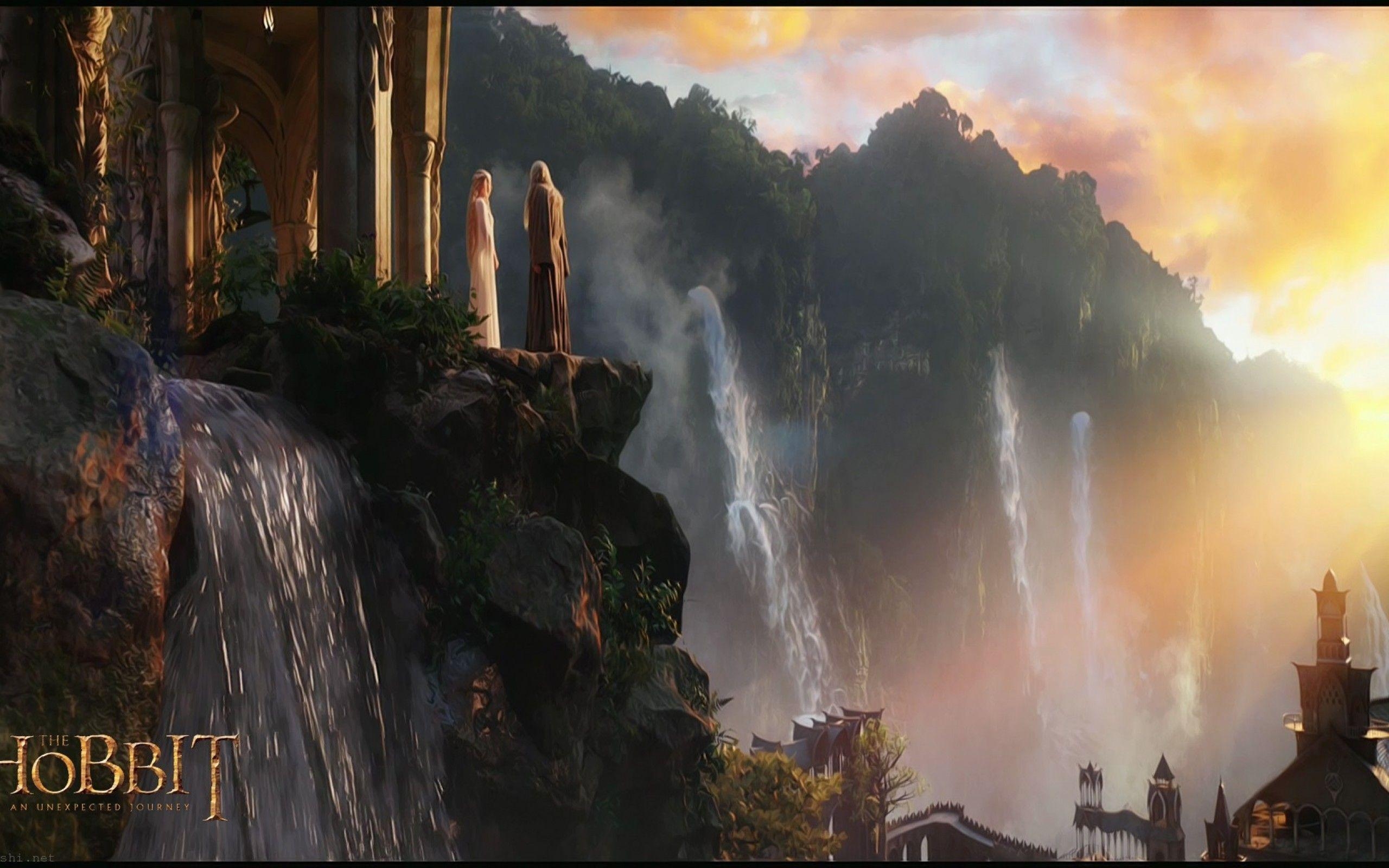 2560x1600 Rivendell Castle Sunset Waterfalls The Hobbit HD Wallpaper, Desktop