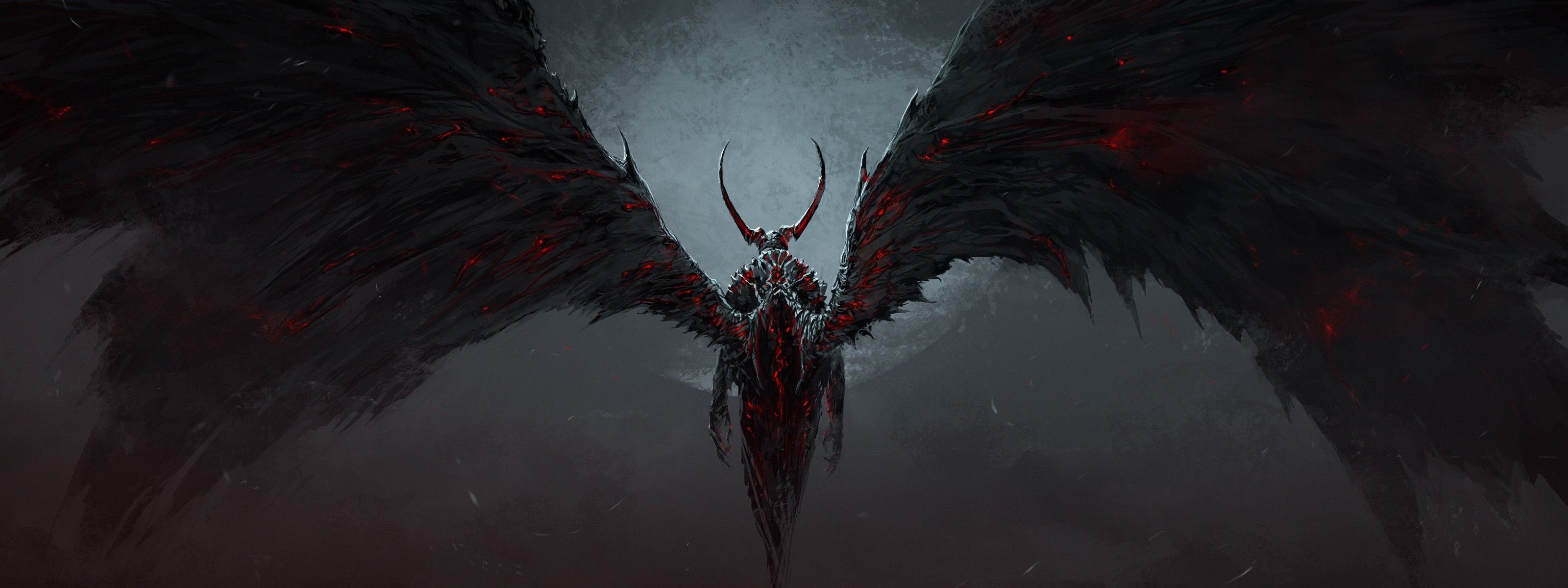 3200x1200 Dark Fantasy Demon. Demon Wings Drawing dark fantasy dual multi, Dual Screen