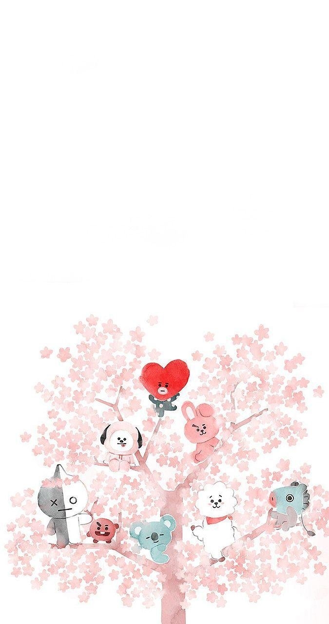 680x1280 Cute bt21 cherry blossom Wallpaper, Phone