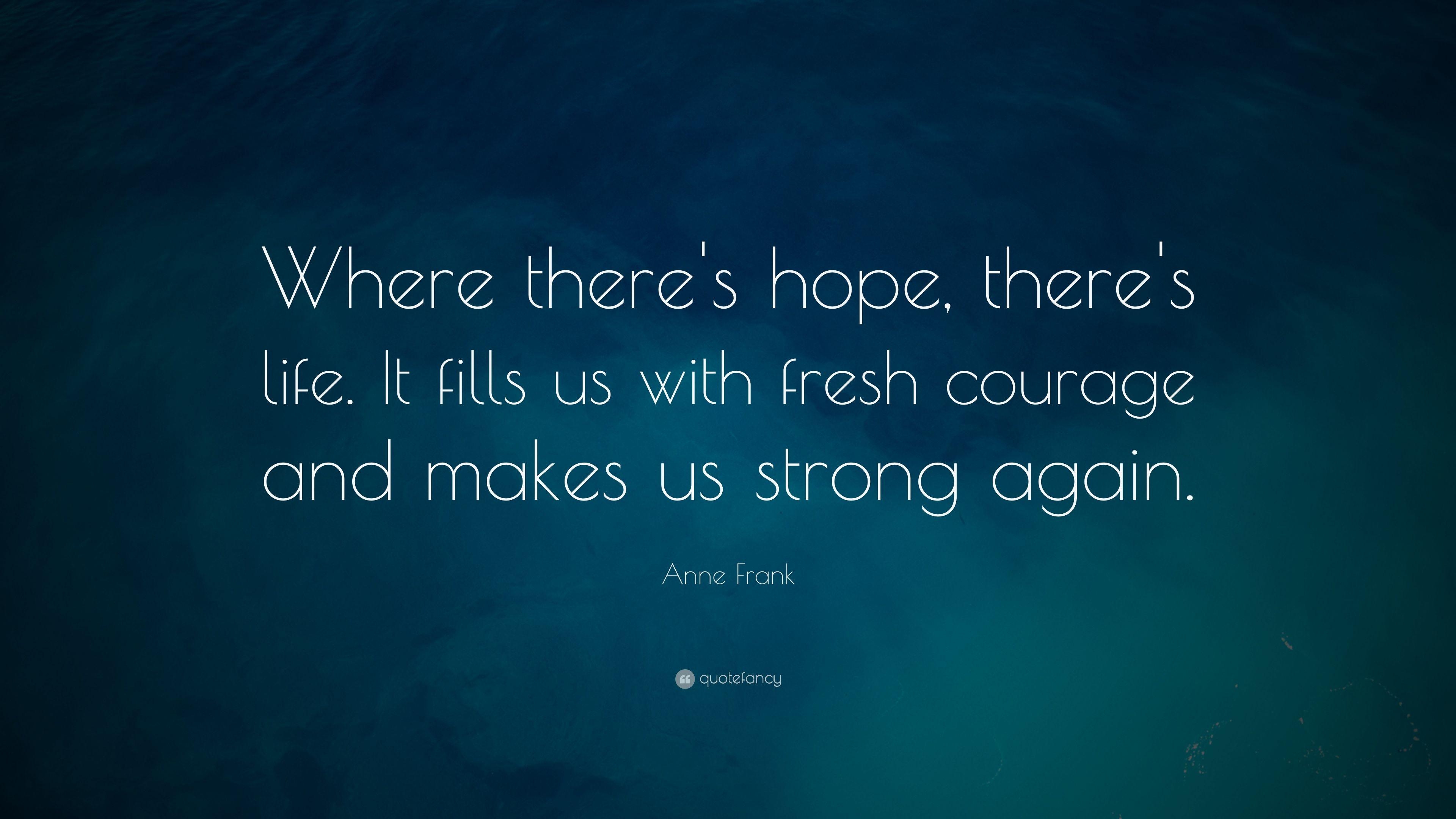 3840x2160 Anne Frank Quote: “Where there's hope, there's life. It fills us, Desktop