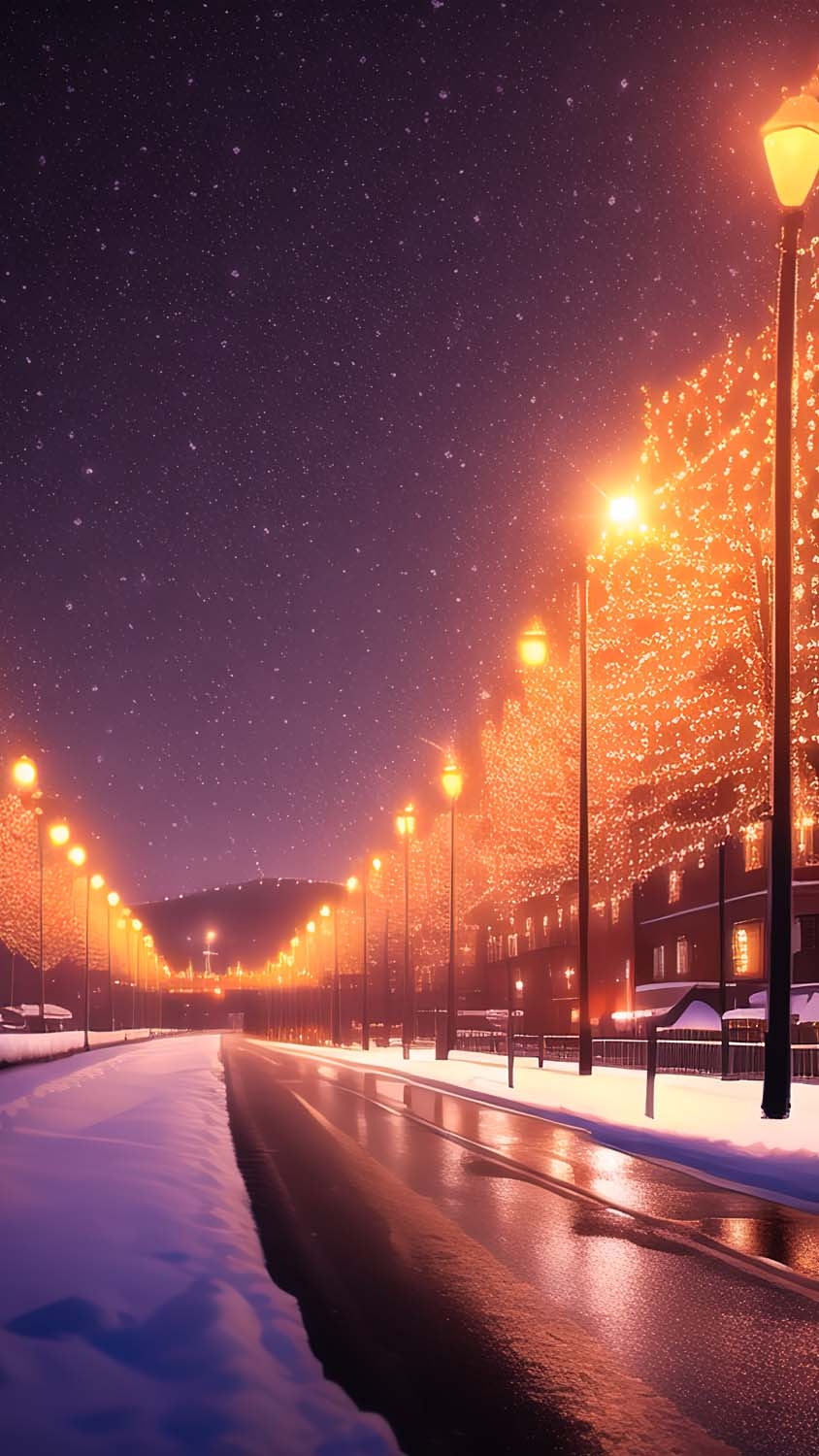 850x1500 Snow Night Road Lights iPhone Wallpaper HD, Phone