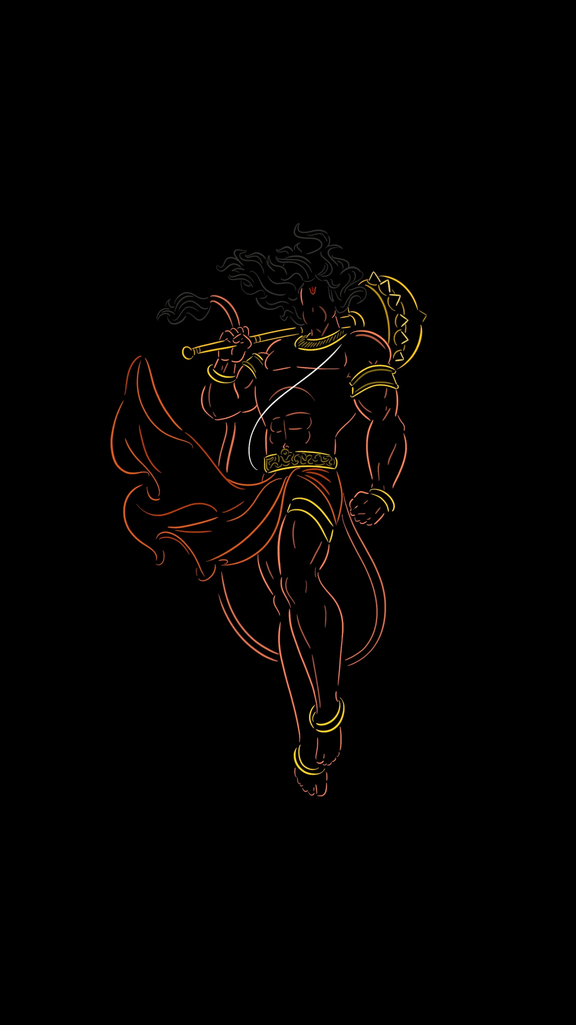 1920x3420 minimal wallpaper of Lord Hanuman, Phone