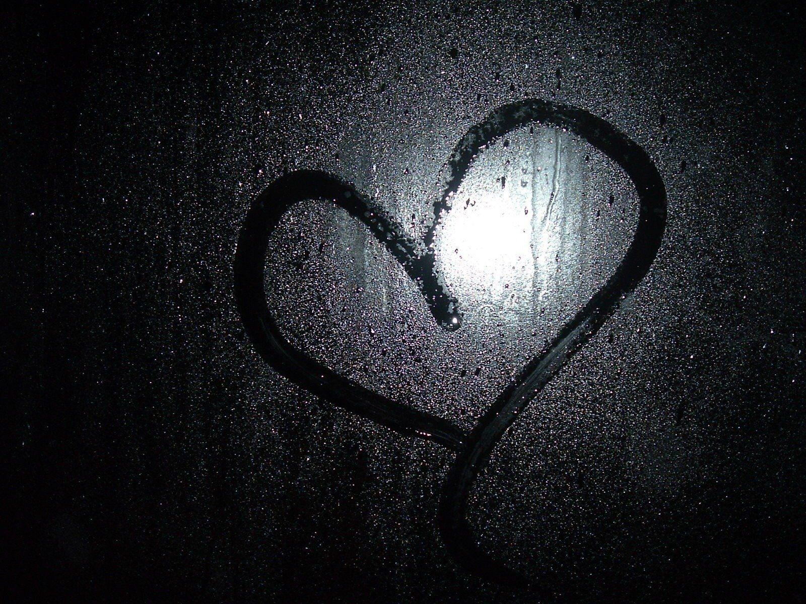 1600x1200 glass drops rain love heart dark wallpaper black HD wallpaper, Desktop