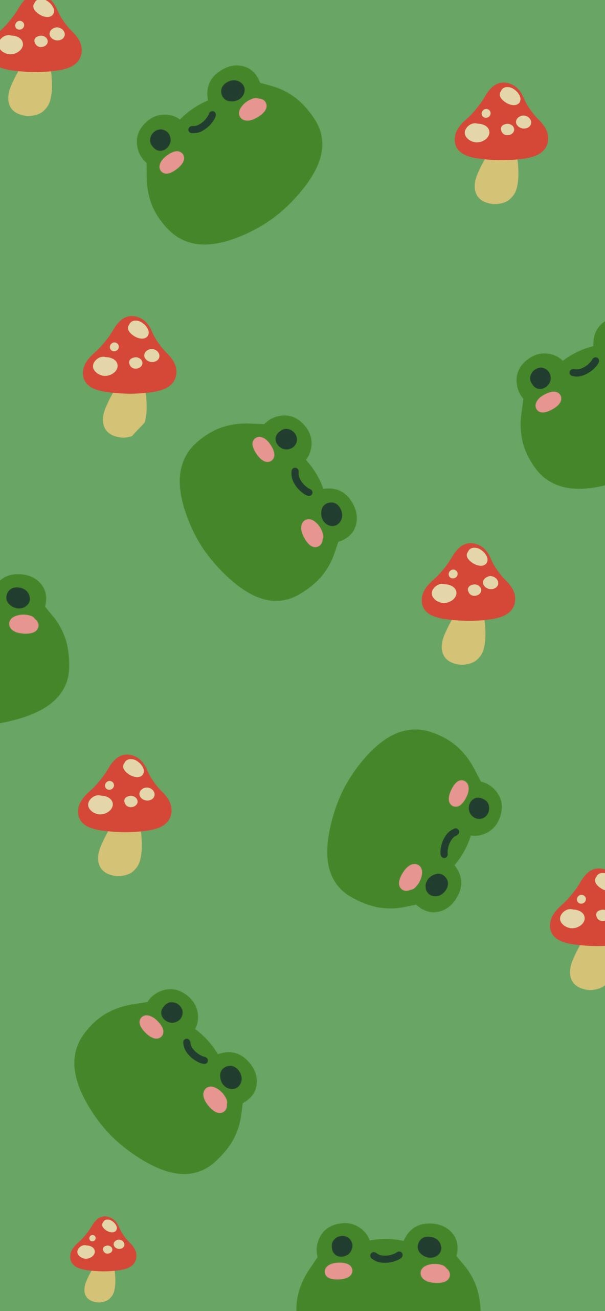 1190x2560 Kawaii Frog & Mushroom Green Wallpaper Frog Wallpaper. Frog wallpaper, Mushroom wallpaper, Green wallpaper, Phone