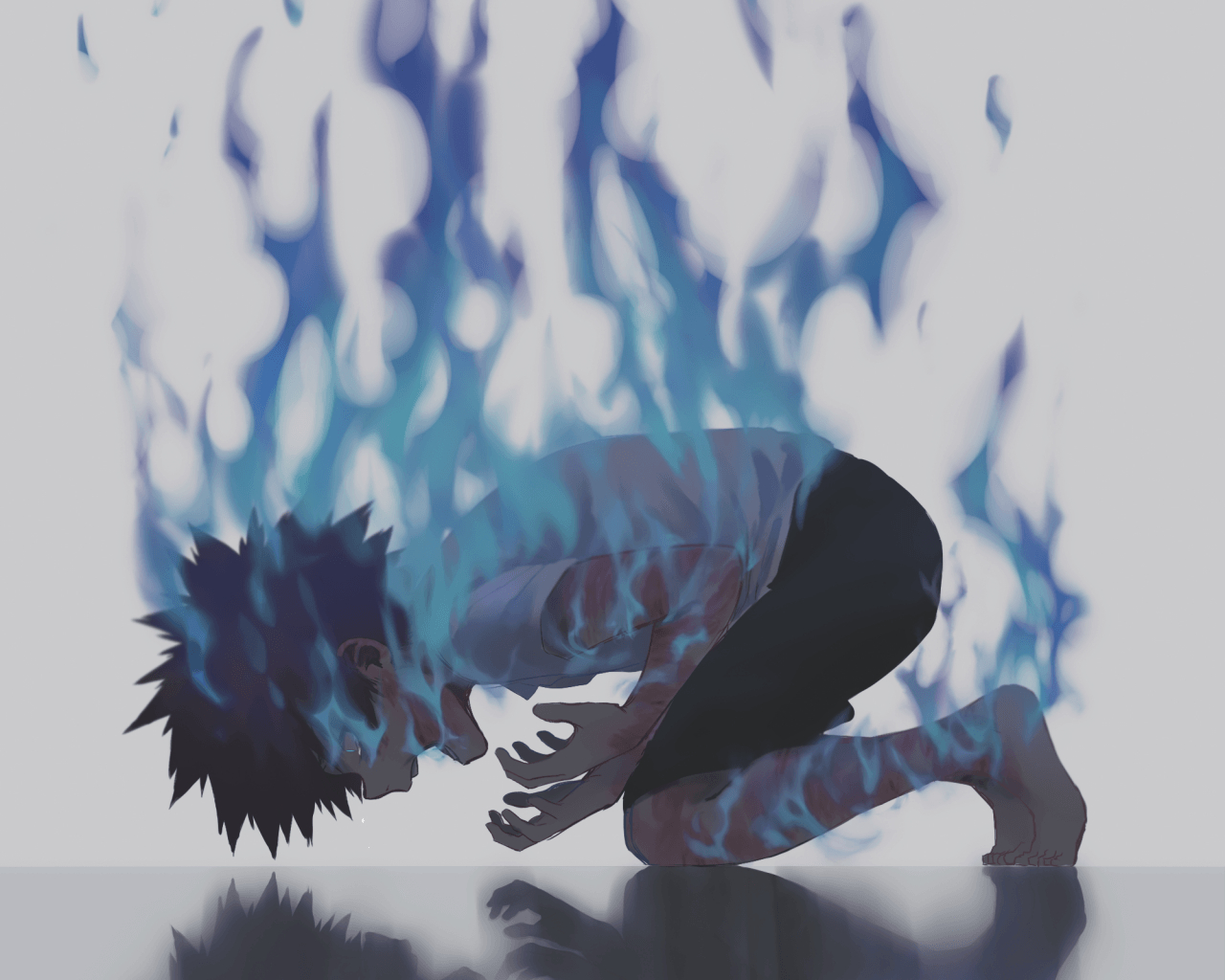 1280x1030 Download  Dabi, Blue Fire, Reflection, Boku No Hero, Desktop