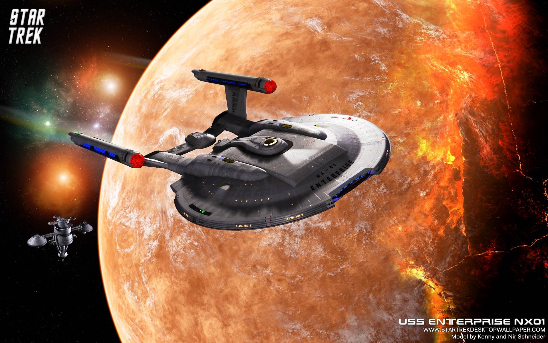 1920x1200 Star Trek Enterprise NX01 On Burning Planet, free Star Trek, Desktop