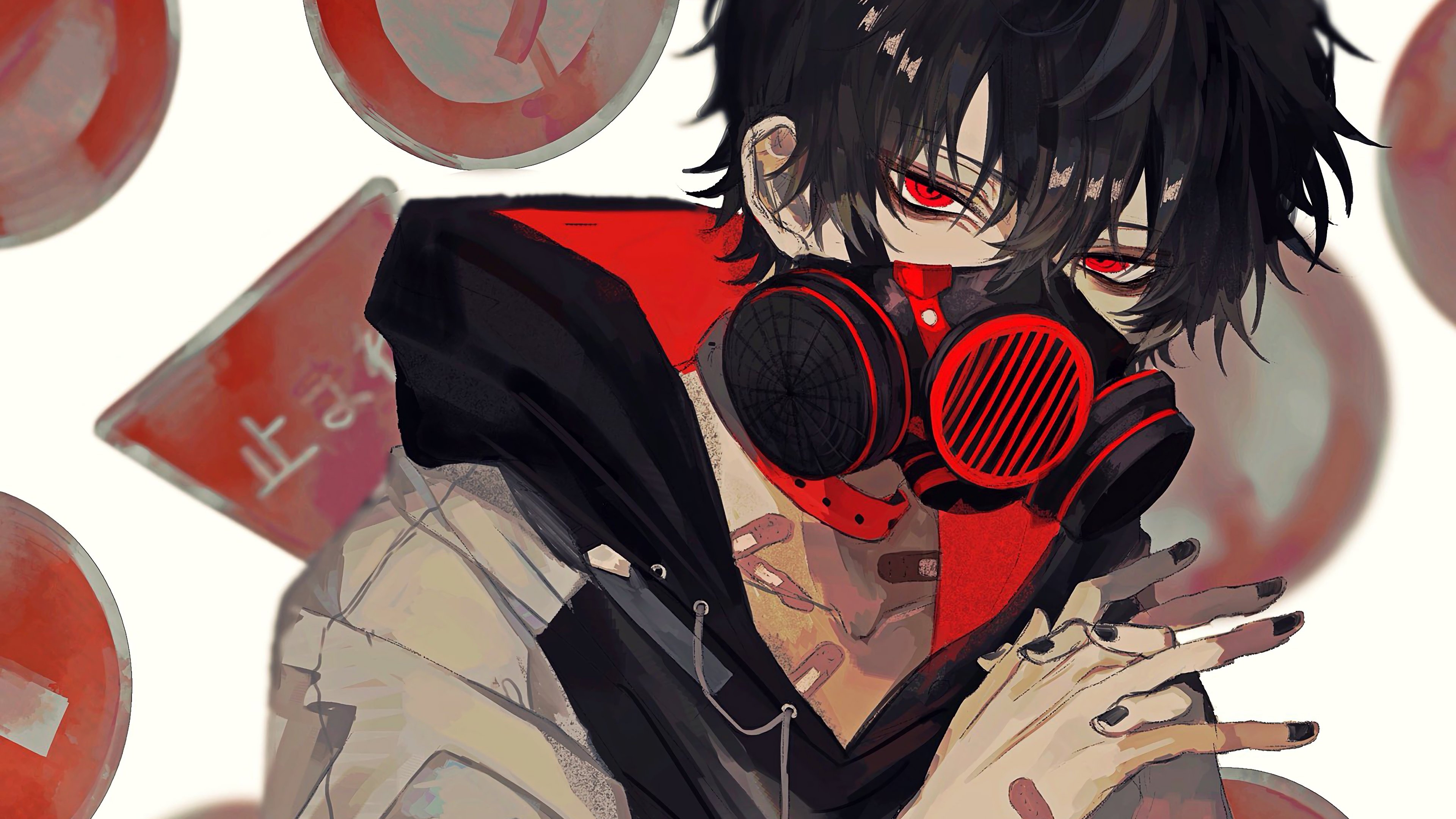 3840x2160 Anime Boy Gas Mask 4K Wallpaper, Desktop