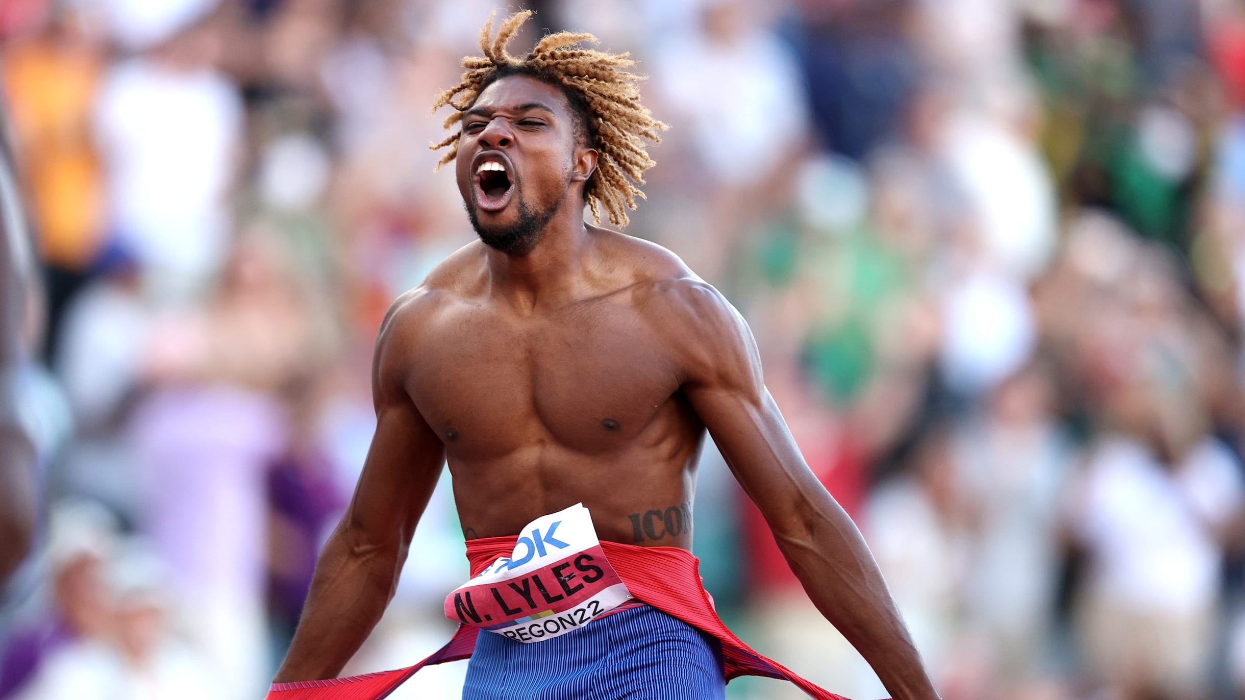 2440x1380 World track and field championships 2022: Noah Lyles wins men's 200m in new American record as US men sweep the podium, Desktop