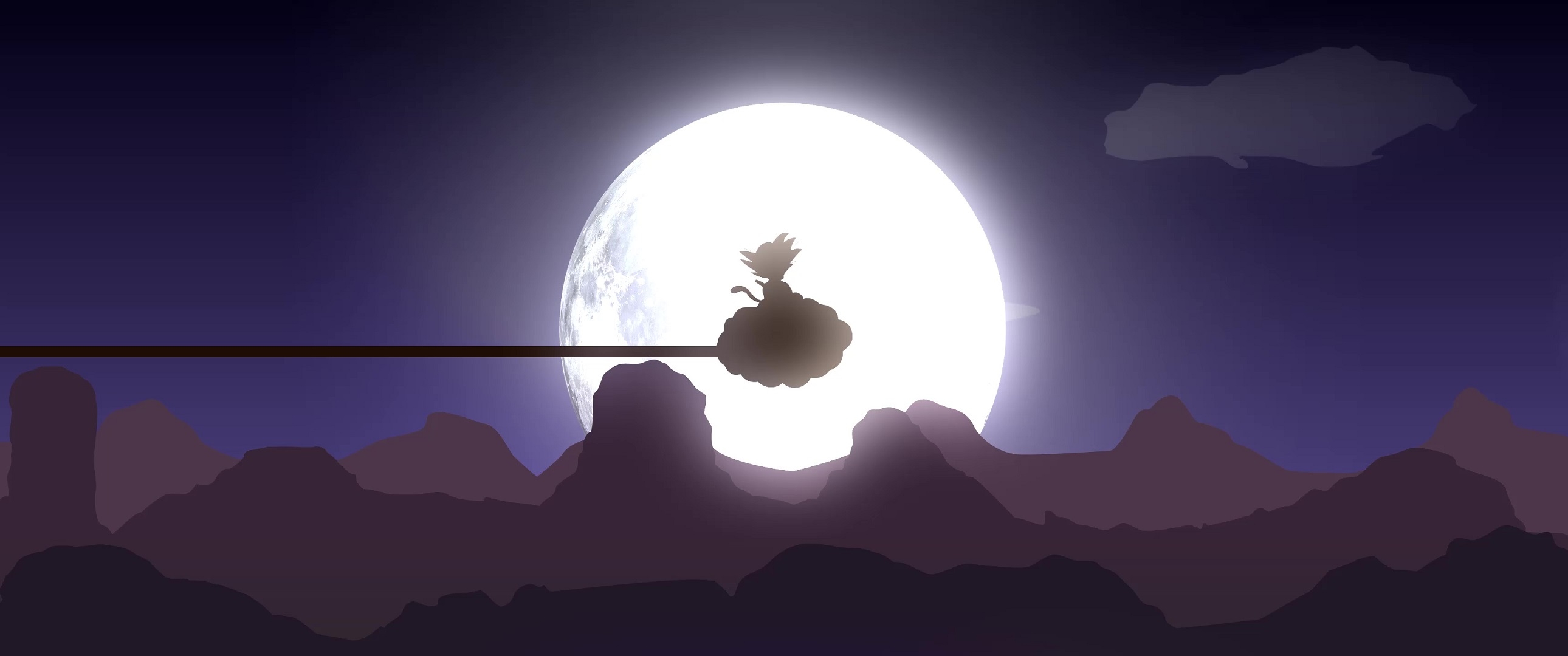 2580x1080 Kid Goku Riding Nimbus Cloud Dragon Ball Live Wallpaper, Dual Screen