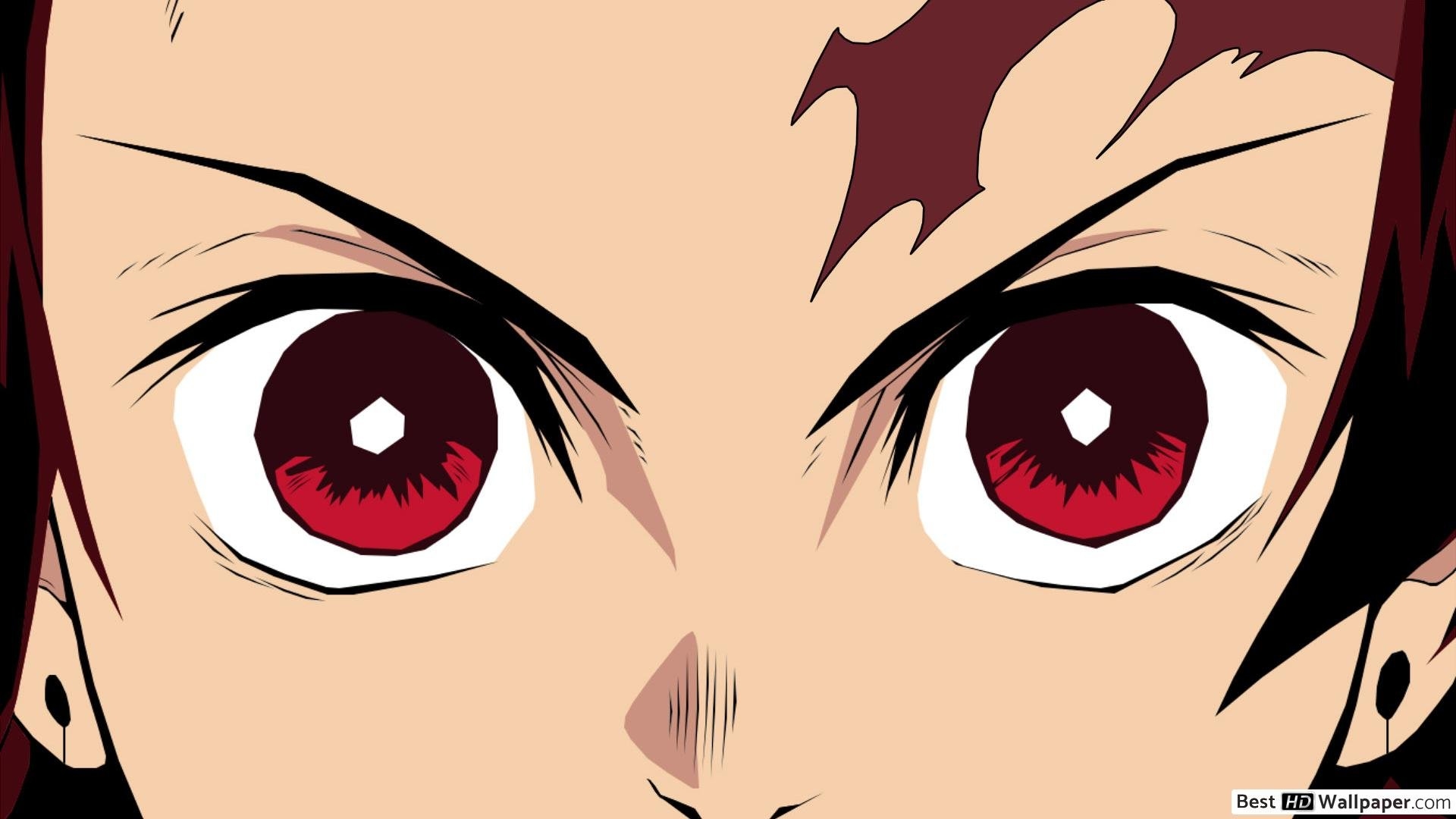 1920x1080 Tanjiro's red eyes and scar HD wallpaper download, Desktop