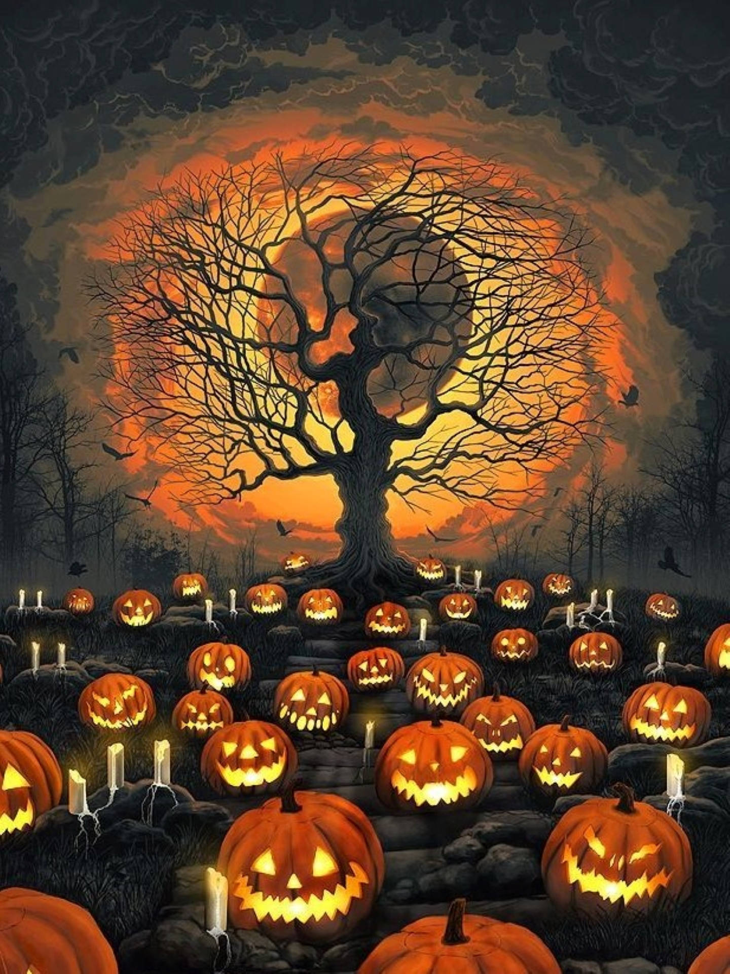 1440x1920 Download Dark Halloween Aesthetic Art Wallpaper, Phone