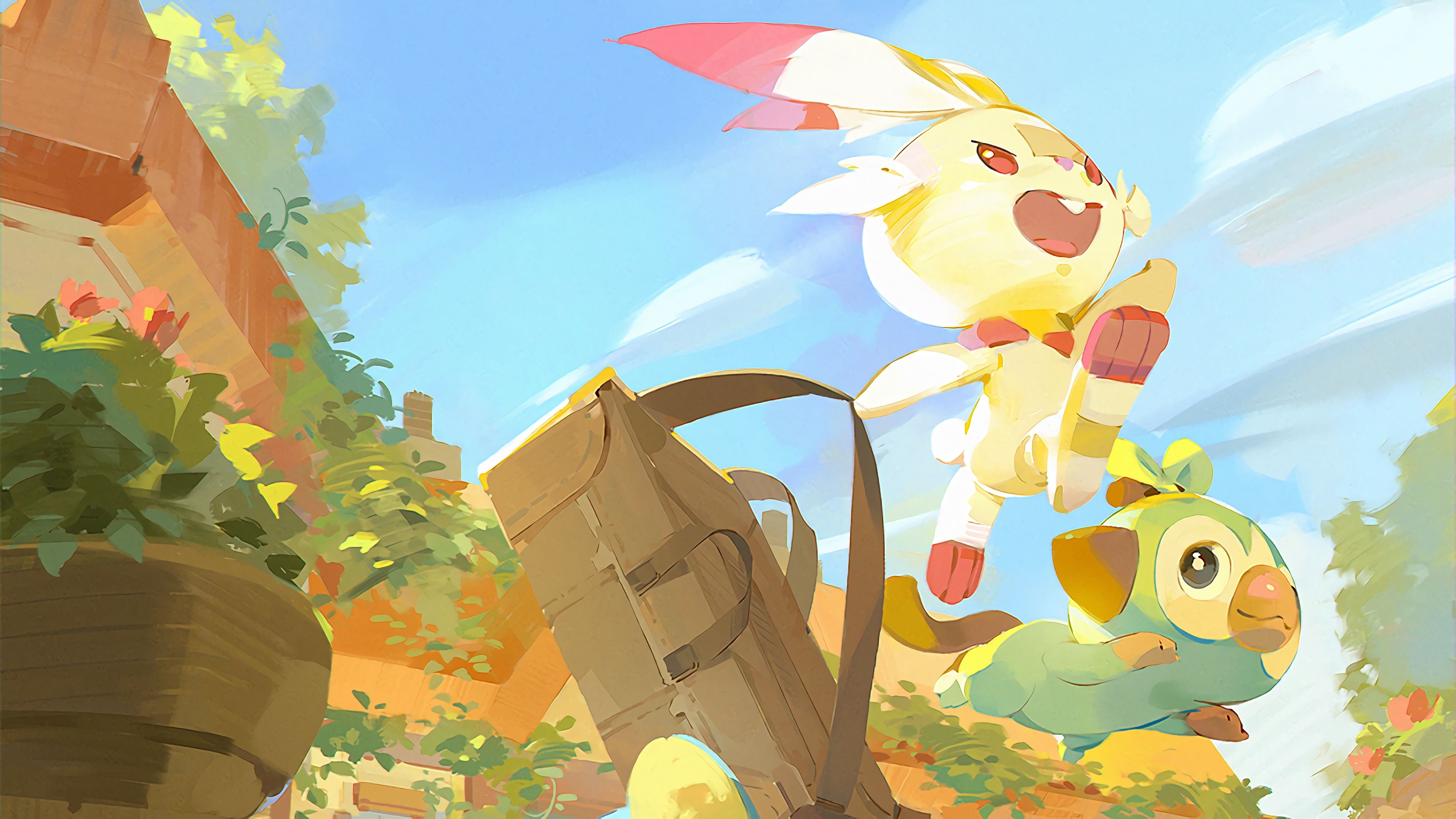 3840x2160 Scorbunny Grookey Pokemon Sword and Shield 4K Wallpaper, Desktop