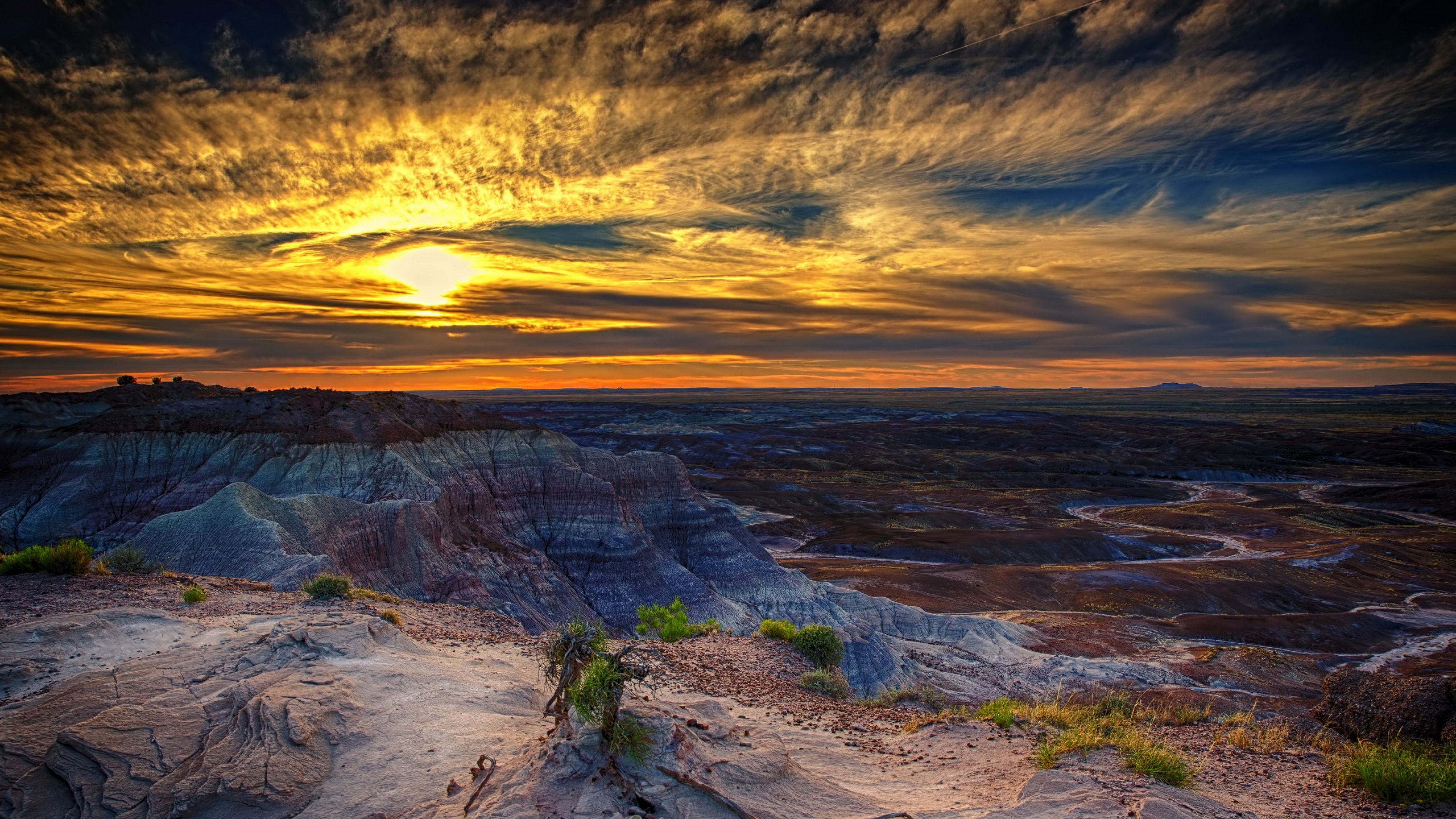 3840x2160 Download Wallpaper  Petrified forest, Arizona, Sunset, Desktop