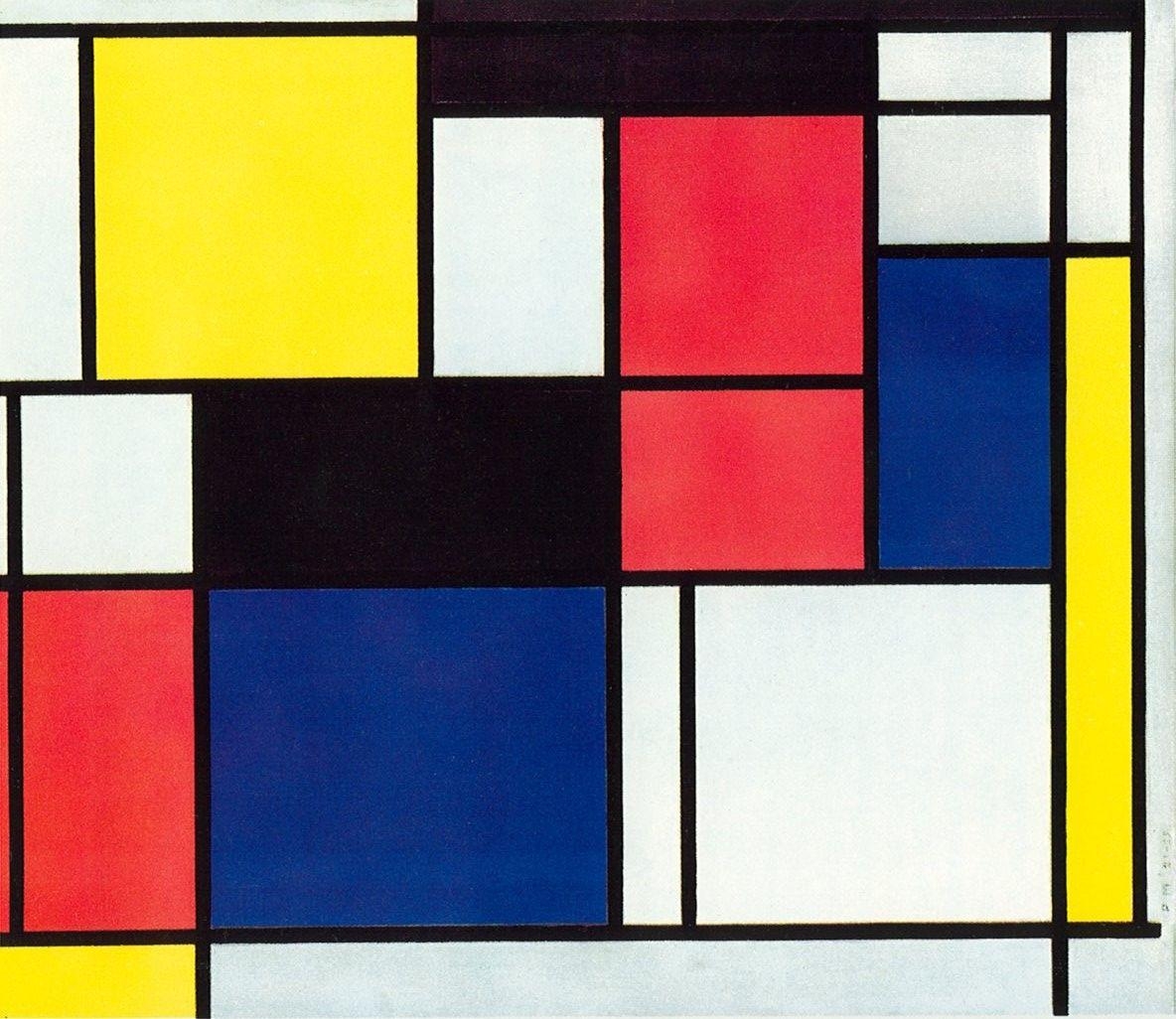 1190x1030 Piet Mondrian 1927 work Composition with Red, Yellow and Blue, Desktop