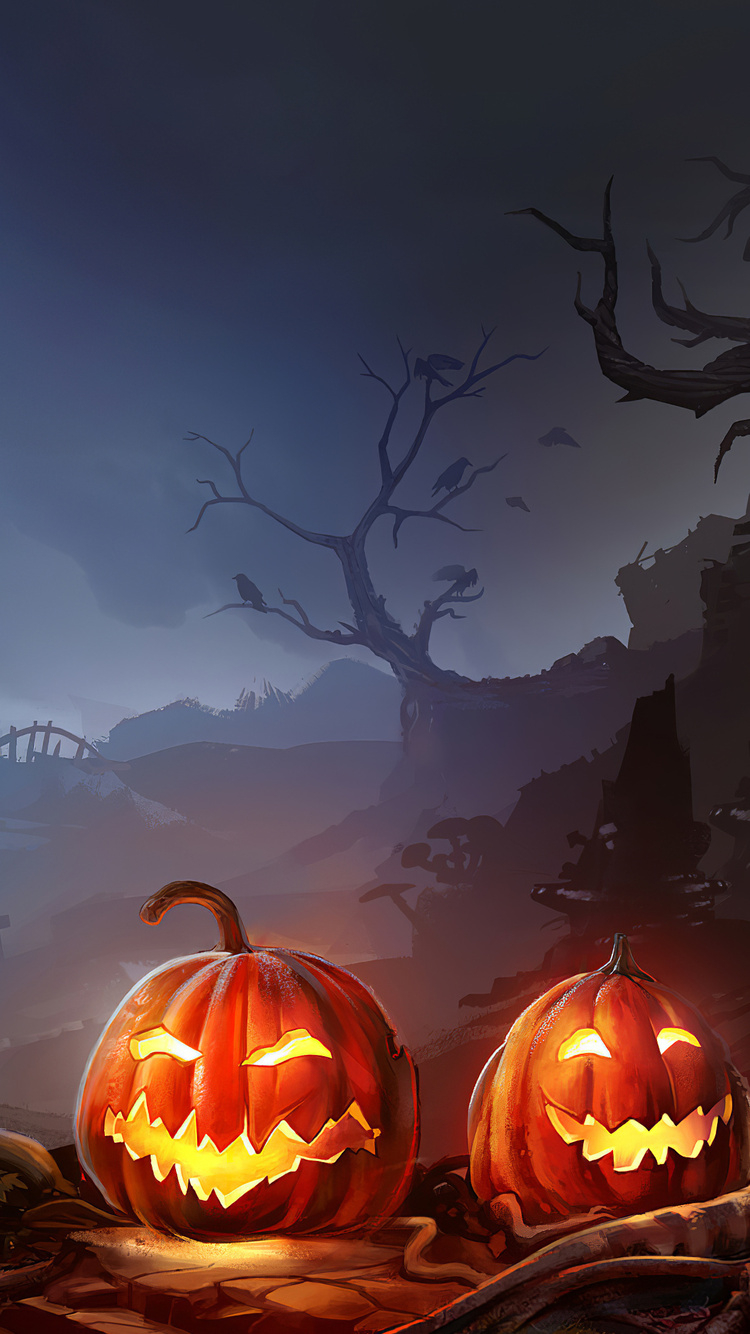 750x1340 Horror Pumpkins Halloween 4k iPhone iPhone 6S, iPhone 7 HD 4k Wallpaper, Image, Background, Photo and Picture, Phone