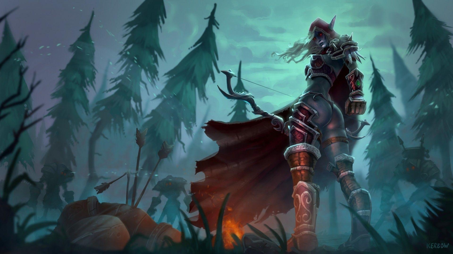 1920x1080 Sylvanas Windrunner, World of Warcraft, fantasy art, elves wallpaper, Desktop