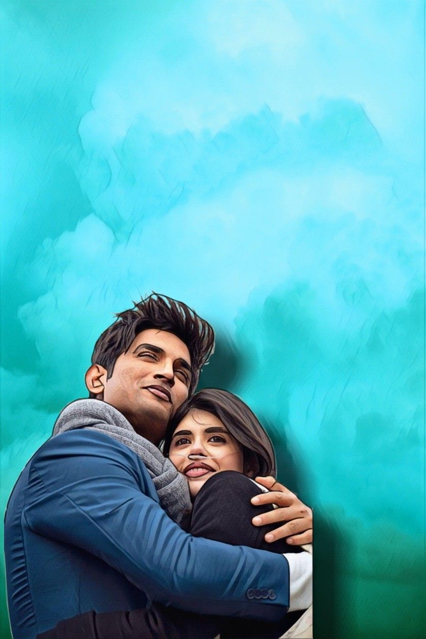 840x1260 Sushant Singh Rajput movie picture. Dil Bechara movie stills. Animated love image, Romantic couples photography, Love couple image, Phone