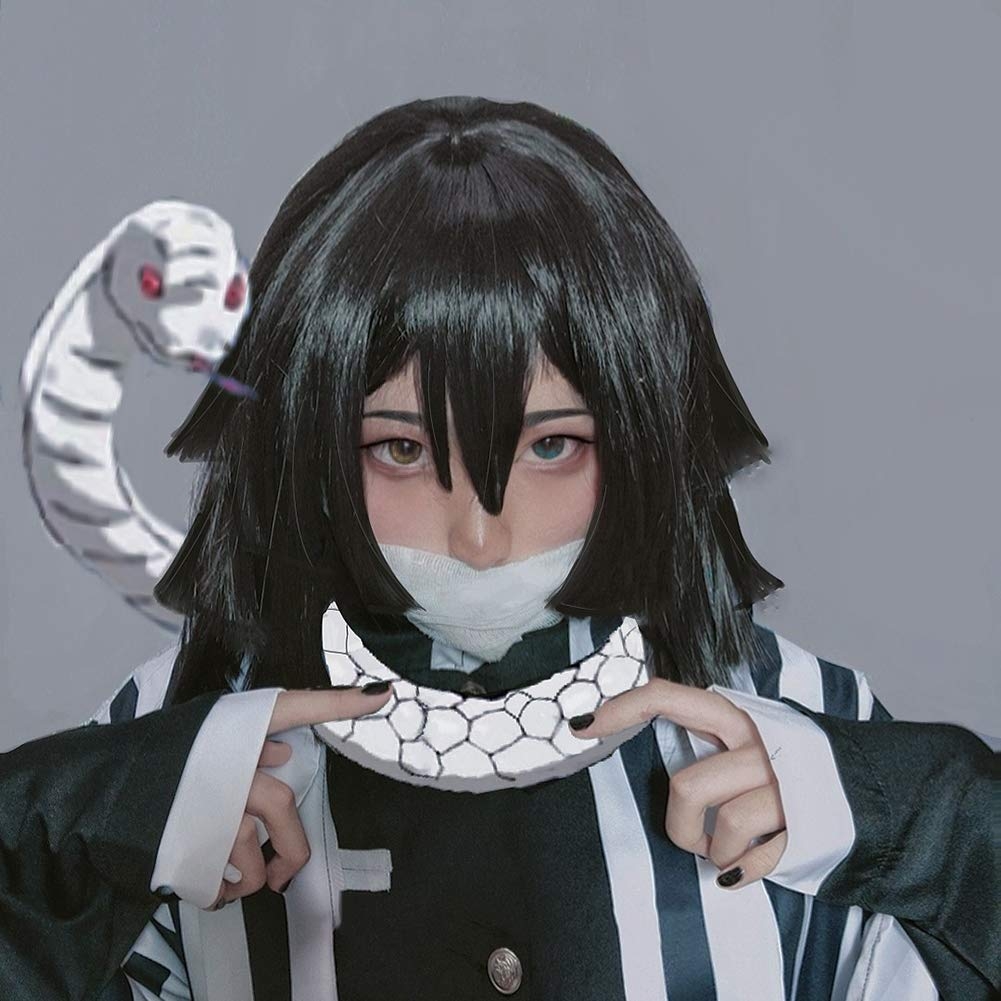 1010x1010 Demon Slayer Cosplay Wig, Kimetsu No Yaiba Iguro Obanai Wig Black, Phone