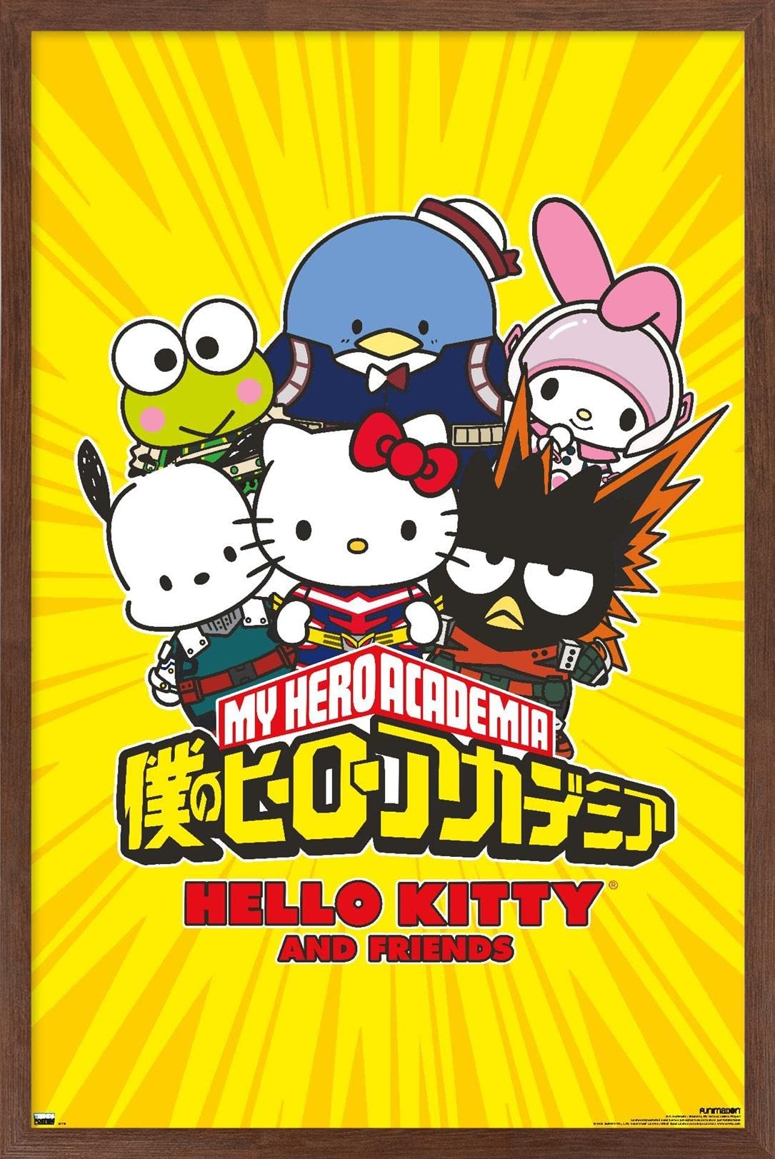 1090x1630 Trends International My Hero Academia x Hello Kitty and Friends Wall Poster, 14.72 x 22. Mahogany Framed Version: Posters & Prints, Phone