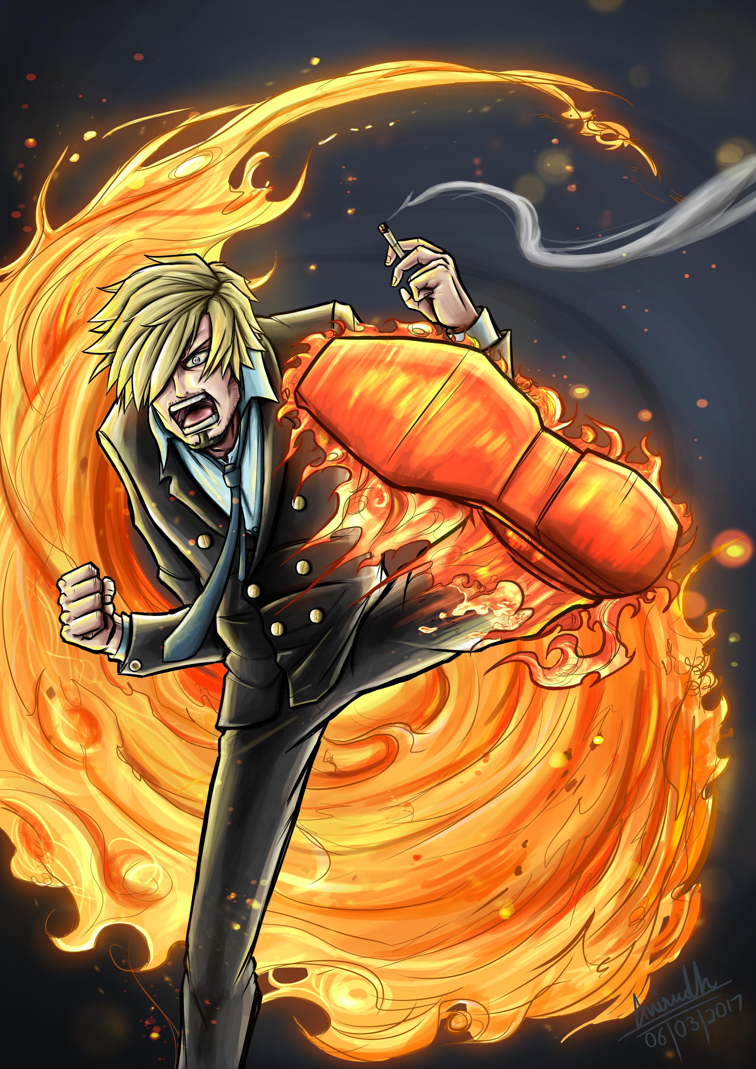 2480x3510 Sanji Diable Jambe.. Did this artwork back in 2017, Phone