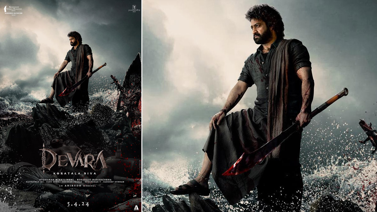 1200x680 NTR 30 Titled Devara: Jr NTR Looks Intense In The First Look Poster of His Upcoming Film (View Pic), Desktop