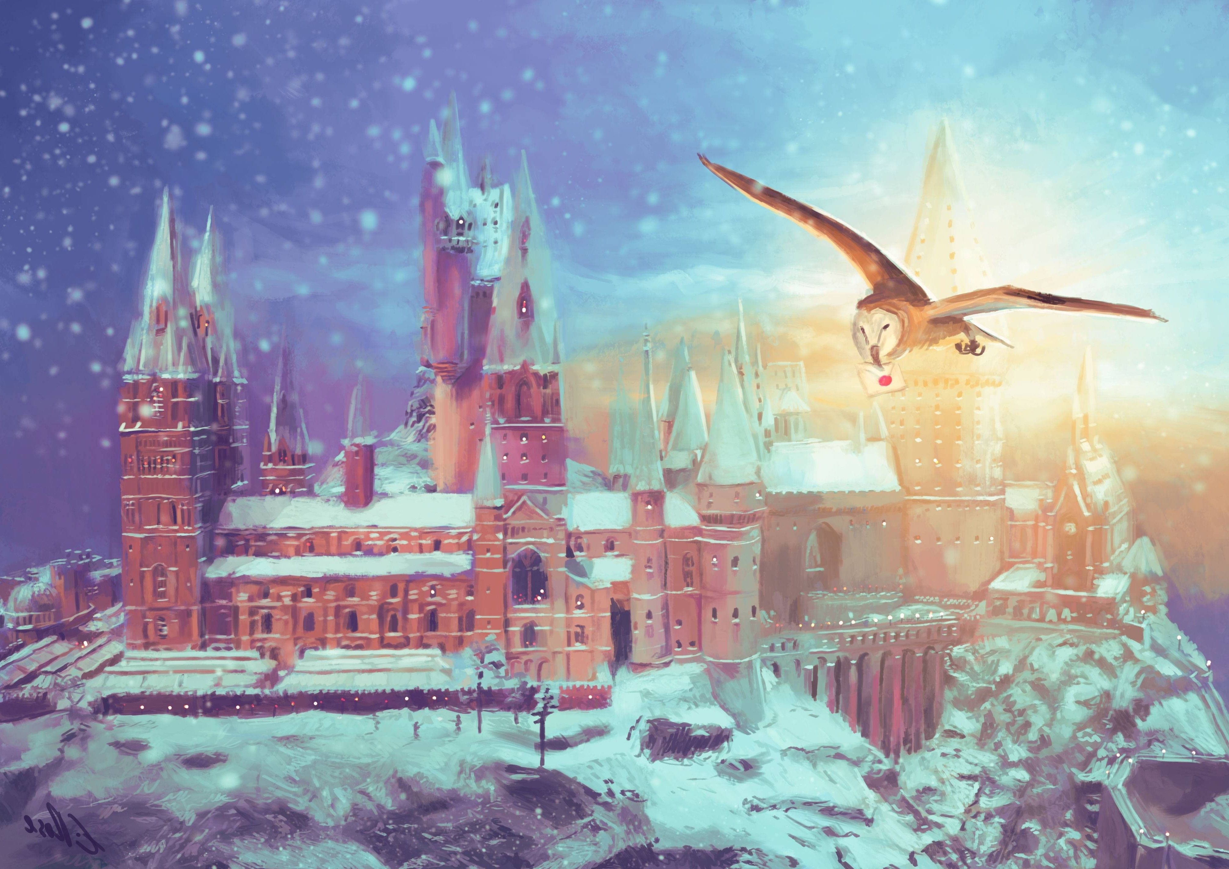 4030x2850 Hogwarts in Winter Paintings Wallpaper, Desktop