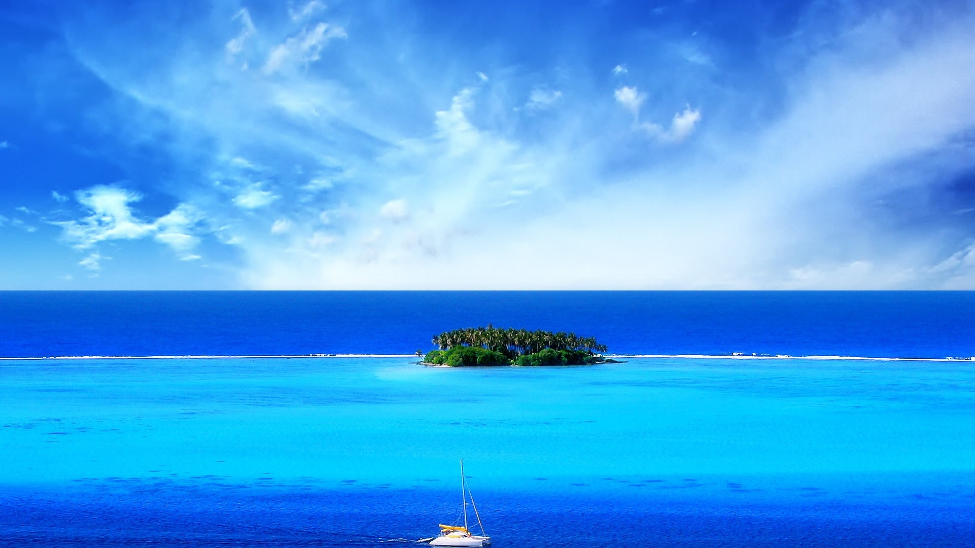 1920x1080 wallpaper HD full size, sky, blue, sea, ocean, nature, horizon, daytime, caribbean, tropics, azure, Desktop