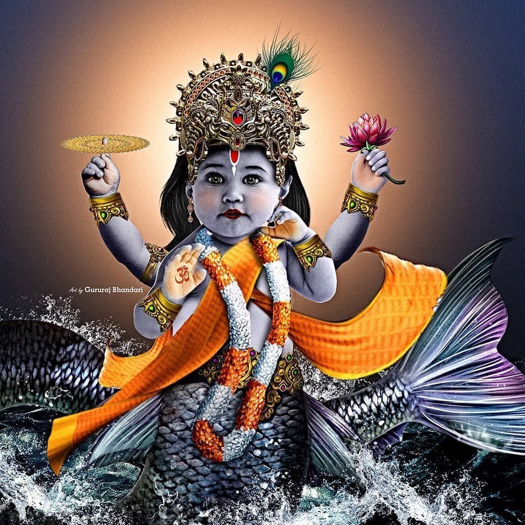 1080x1080 Matsya avatar of lord Vishnu, Phone