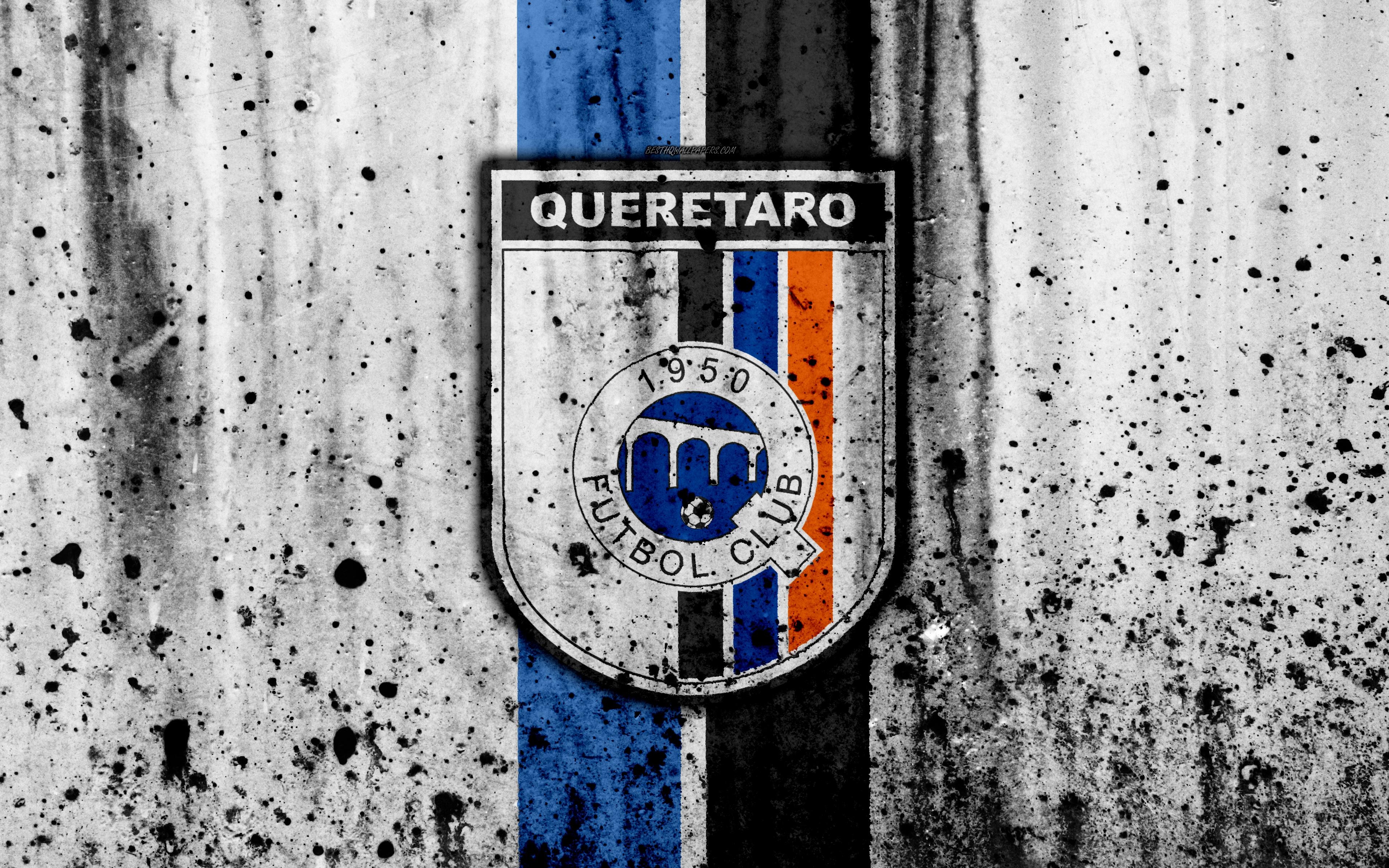 3840x2400 Download wallpaper 4k, FC Queretaro, grunge, Liga MX, soccer, art, Desktop