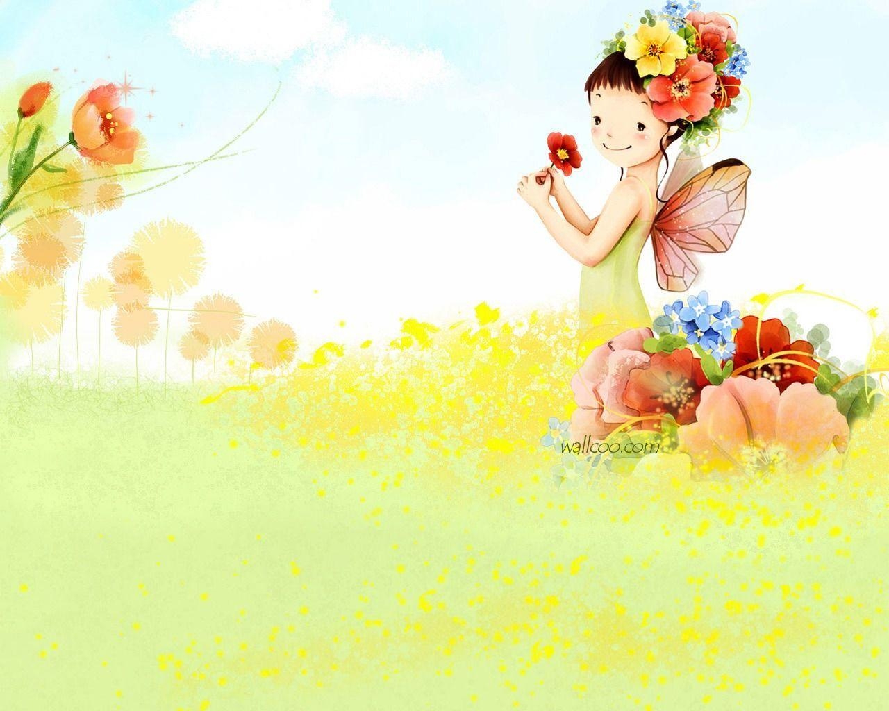 1280x1030 Cute cartoon girl wallpaper, Desktop