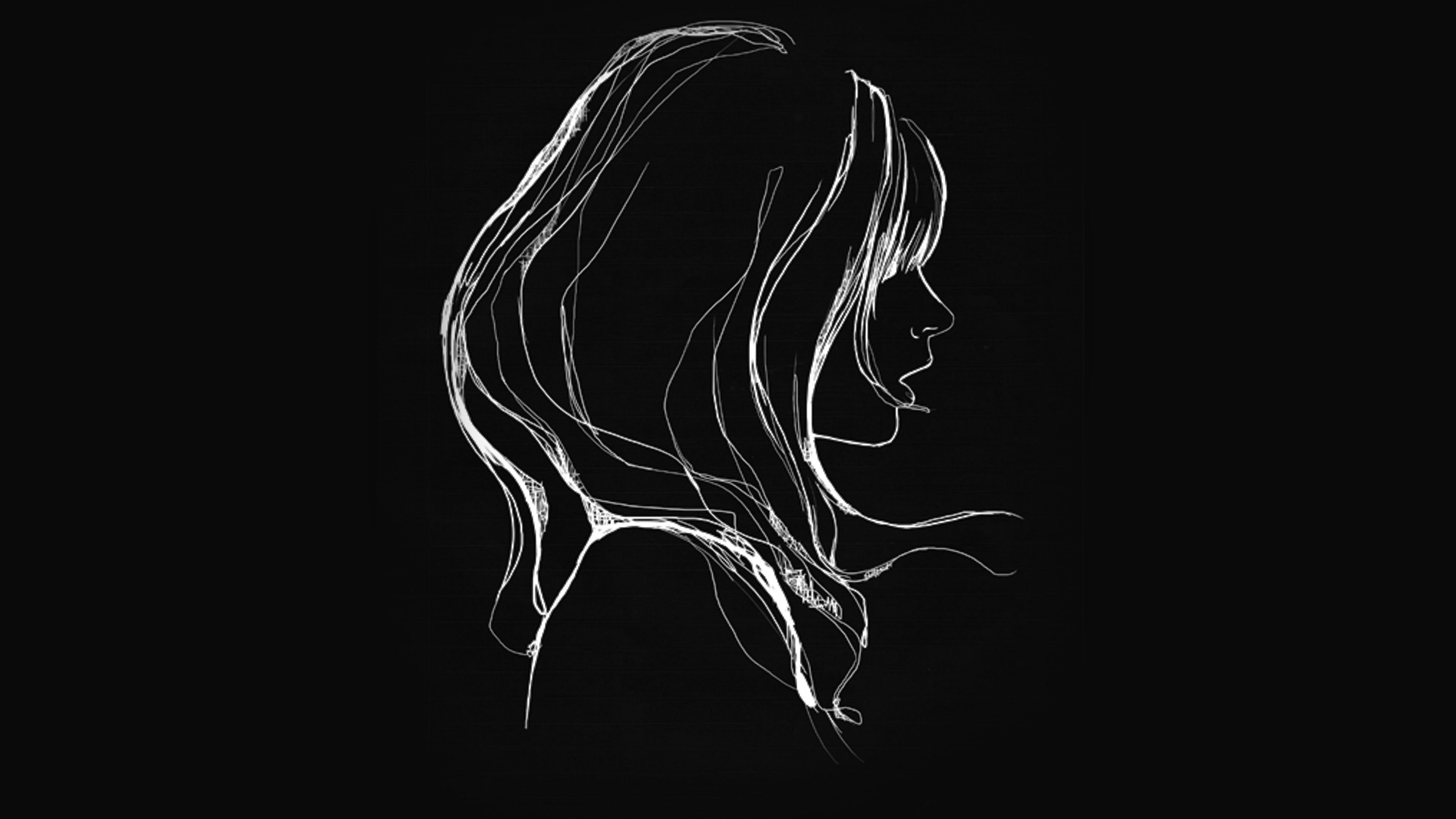 3840x2160 Drawing Simple Minimal Girl Illustration Art Dark Wallpaper, Desktop