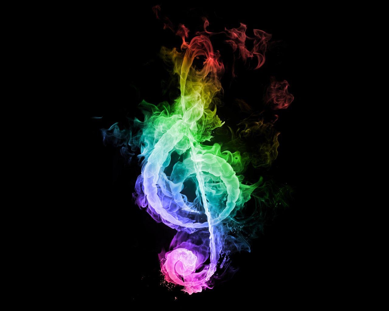 1280x1030 Abstract Flames Music Dark Rainbows Treble Clef G Clef, Desktop