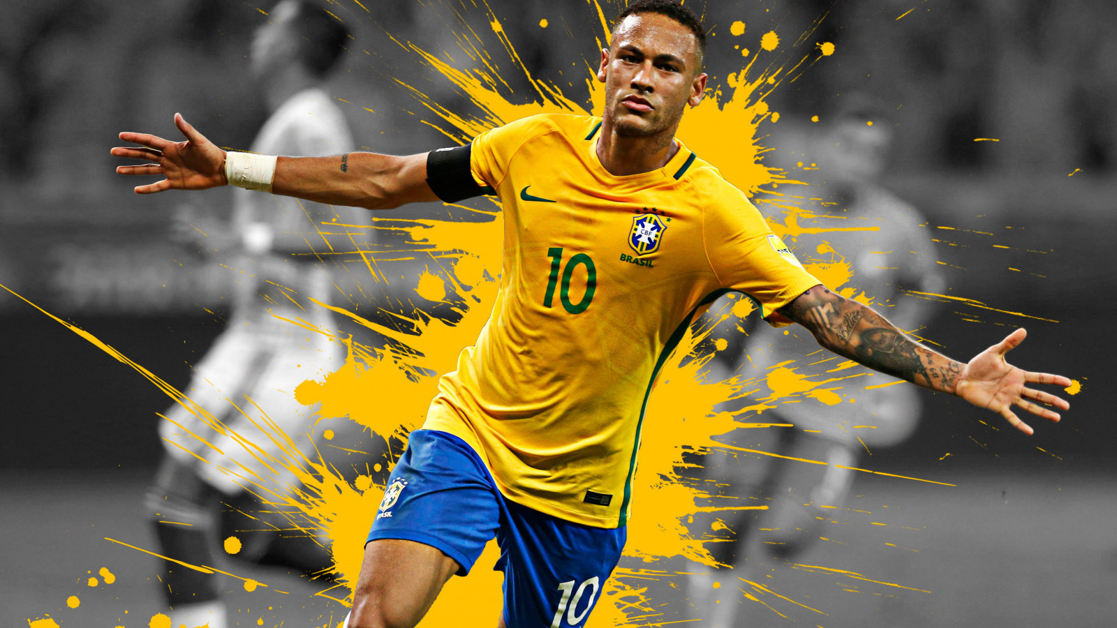 1600x900 Download wallpaper: Neymar for Brazil national team, Desktop