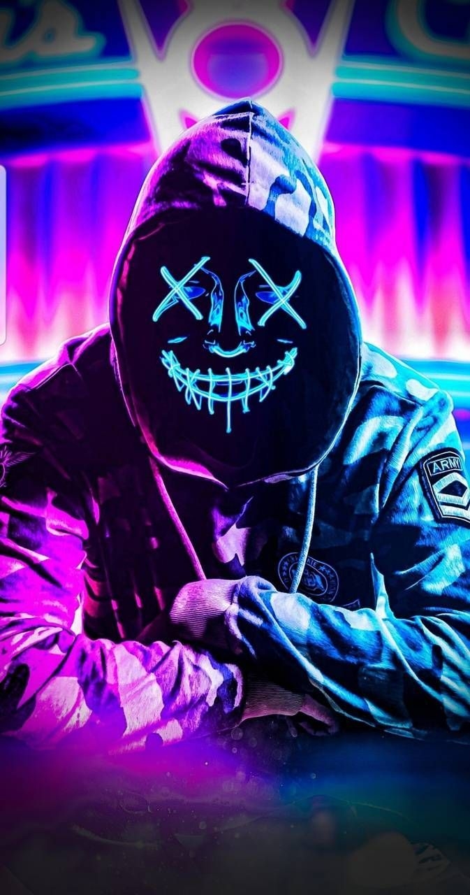 680x1280 Download Neon mask wallpaper, Phone