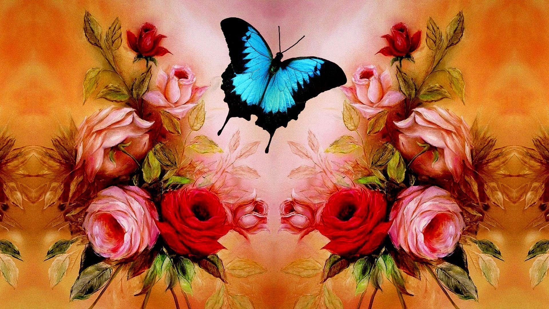 1920x1080 Valentine&;s Day Wallpaper Butterfly Roses Wallpaper, Desktop