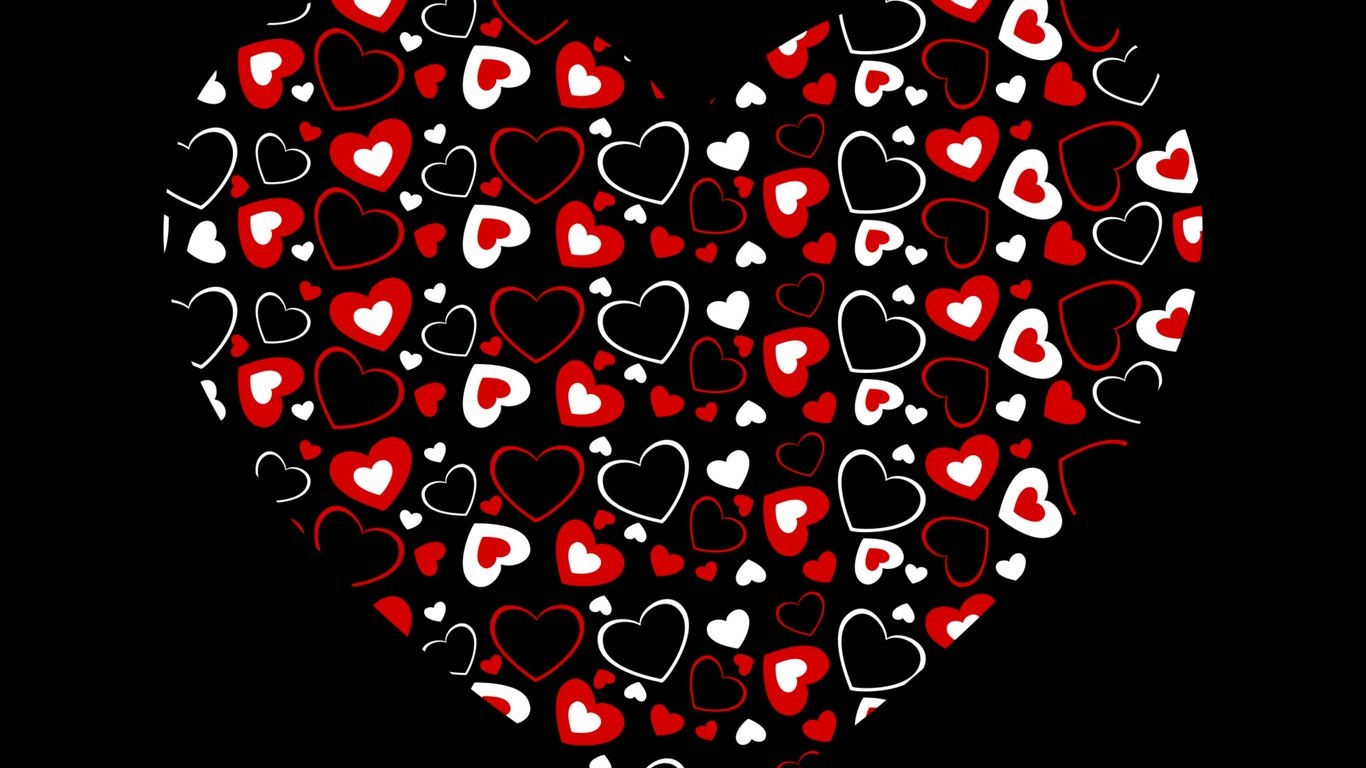 1370x770 Download wallpaper  heart, hearts, art, dark, love tablet, laptop HD background, Desktop