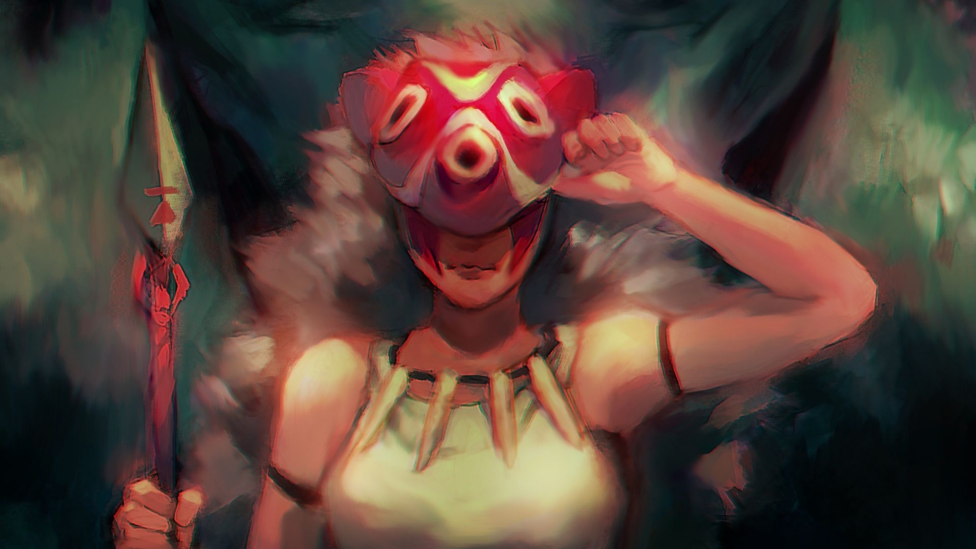 1920x1080 Desktop wallpaper princess mononoke, dark, anime, art, HD image, picture, background, 68e386, Desktop